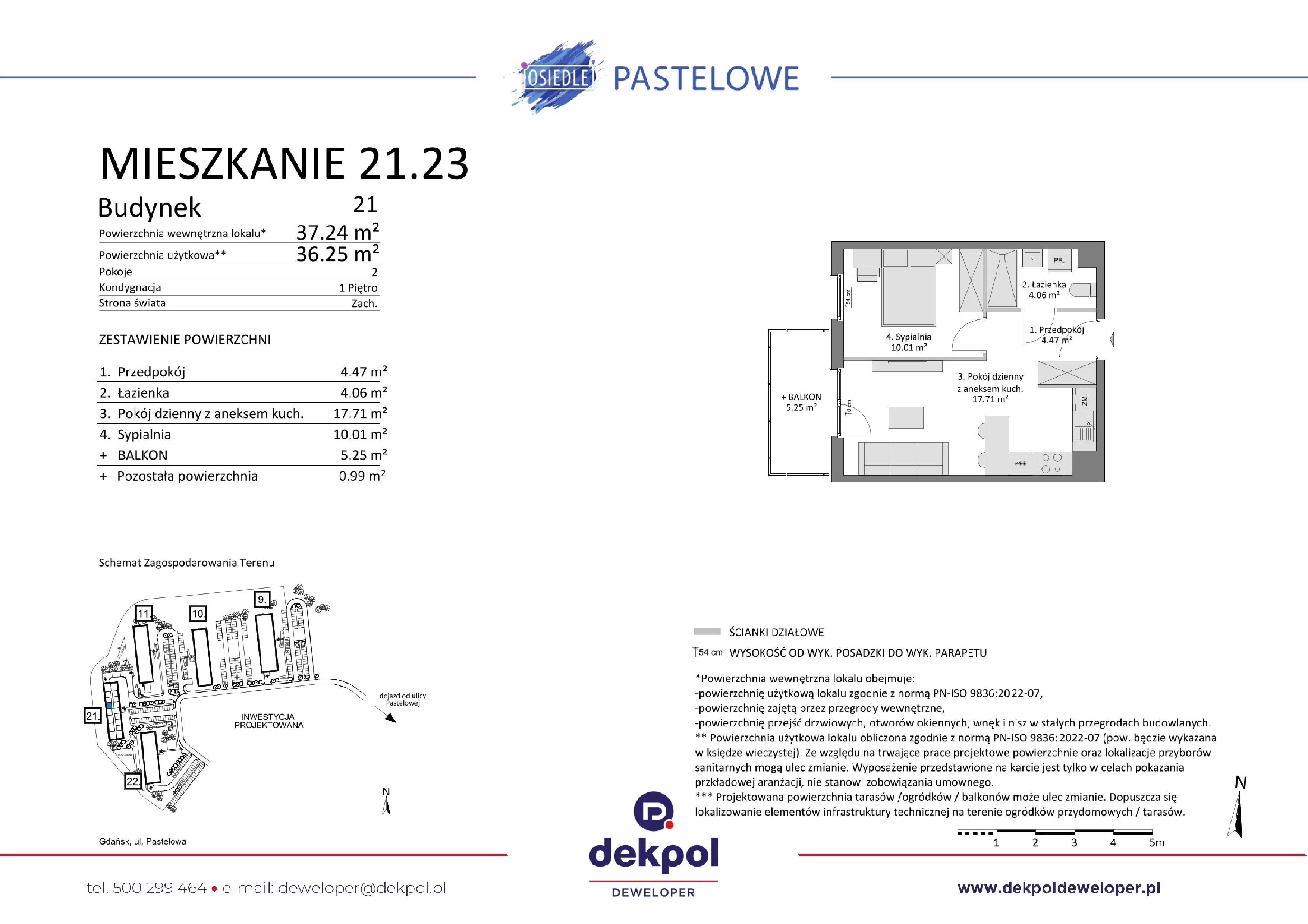 2 pokoje, mieszkanie 36,25 m², piętro 1, oferta nr 21.23, Osiedle Pastelowe, Gdańsk, Orunia Górna-Gdańsk Południe, Łostowice, ul. Pastelowa
