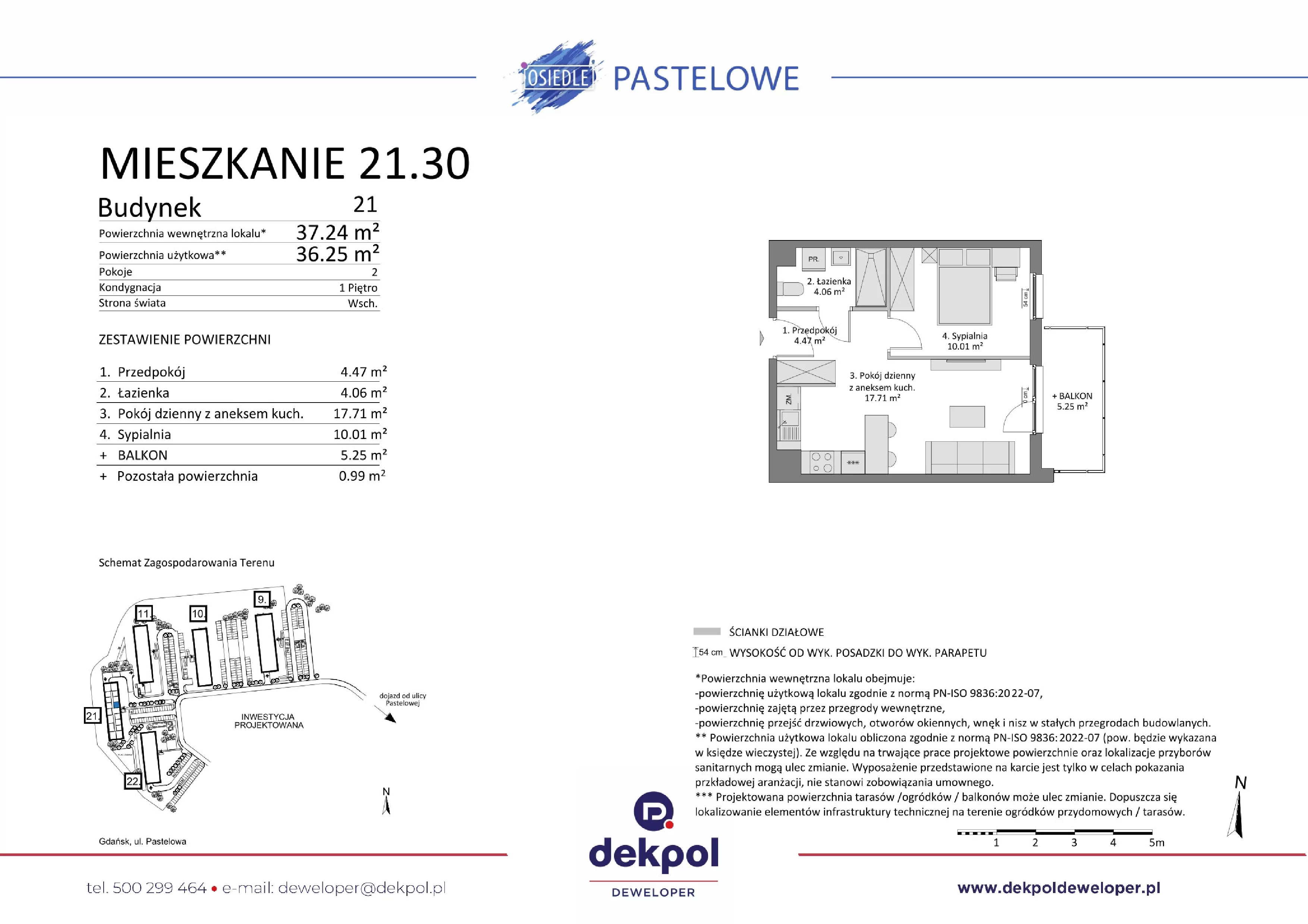 2 pokoje, mieszkanie 36,25 m², piętro 1, oferta nr 21.30, Osiedle Pastelowe, Gdańsk, Orunia Górna-Gdańsk Południe, Łostowice, ul. Pastelowa