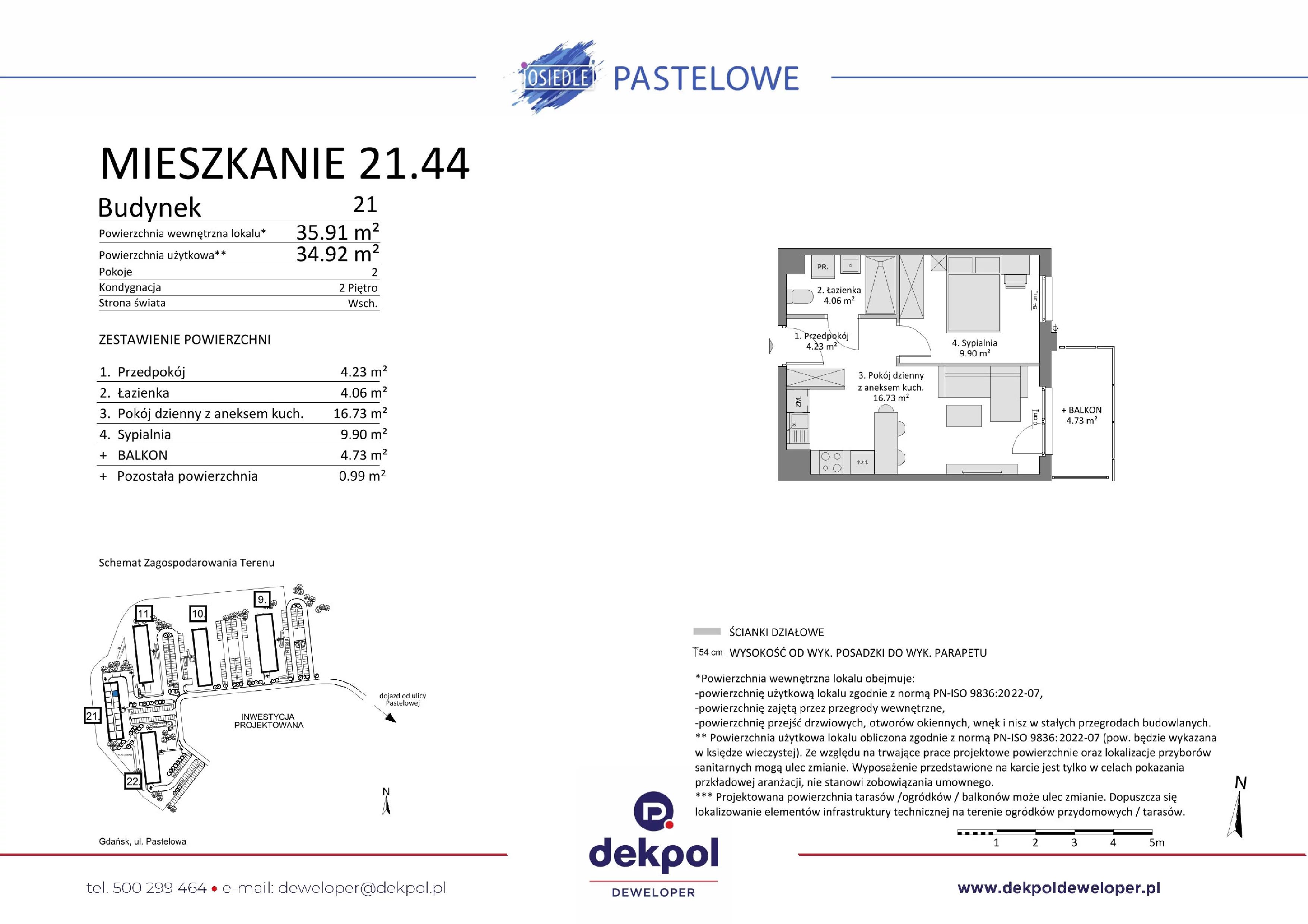 2 pokoje, mieszkanie 34,92 m², piętro 2, oferta nr 21.44, Osiedle Pastelowe, Gdańsk, Orunia Górna-Gdańsk Południe, Łostowice, ul. Pastelowa