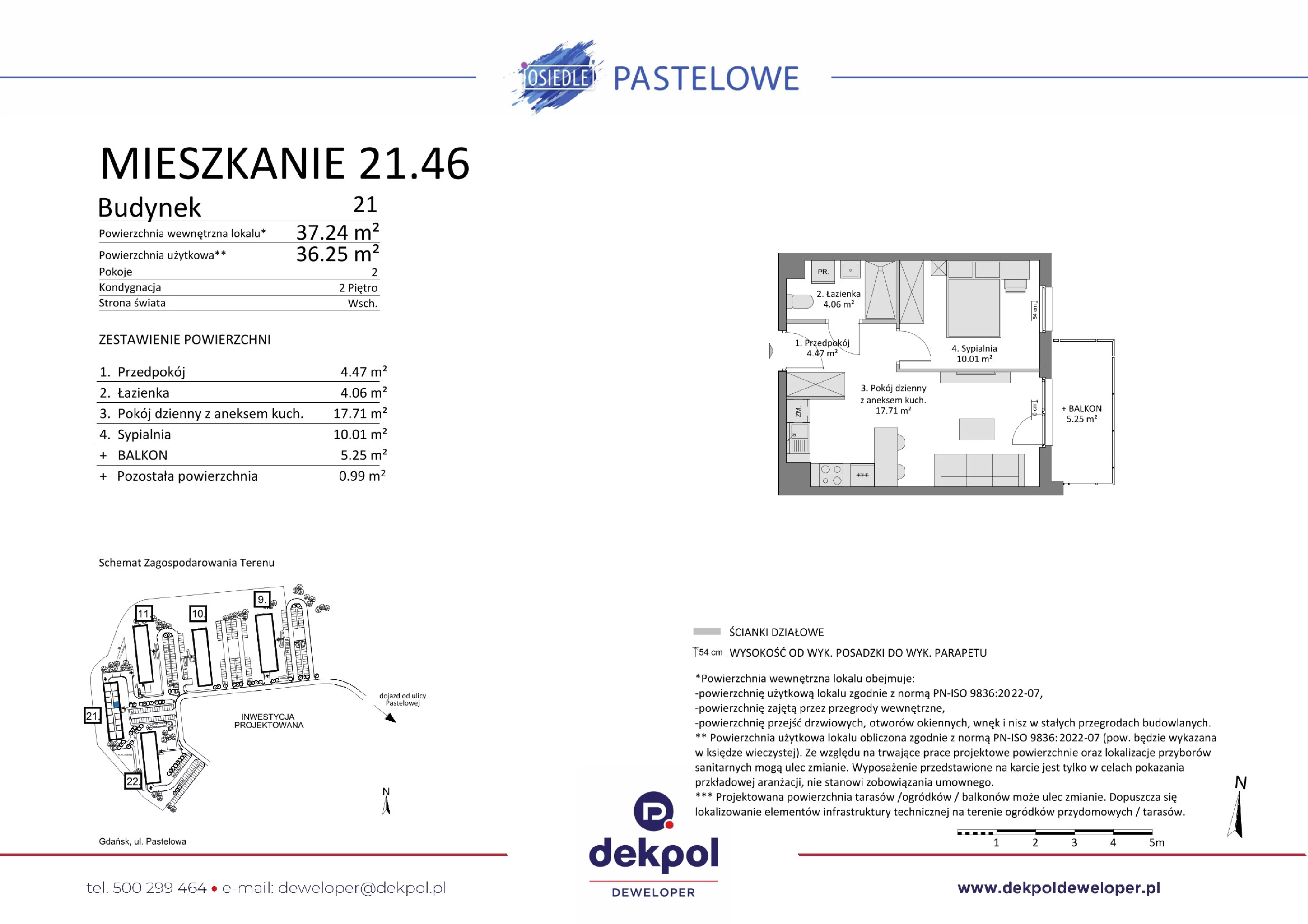 2 pokoje, mieszkanie 36,25 m², piętro 2, oferta nr 21.46, Osiedle Pastelowe, Gdańsk, Orunia Górna-Gdańsk Południe, Łostowice, ul. Pastelowa