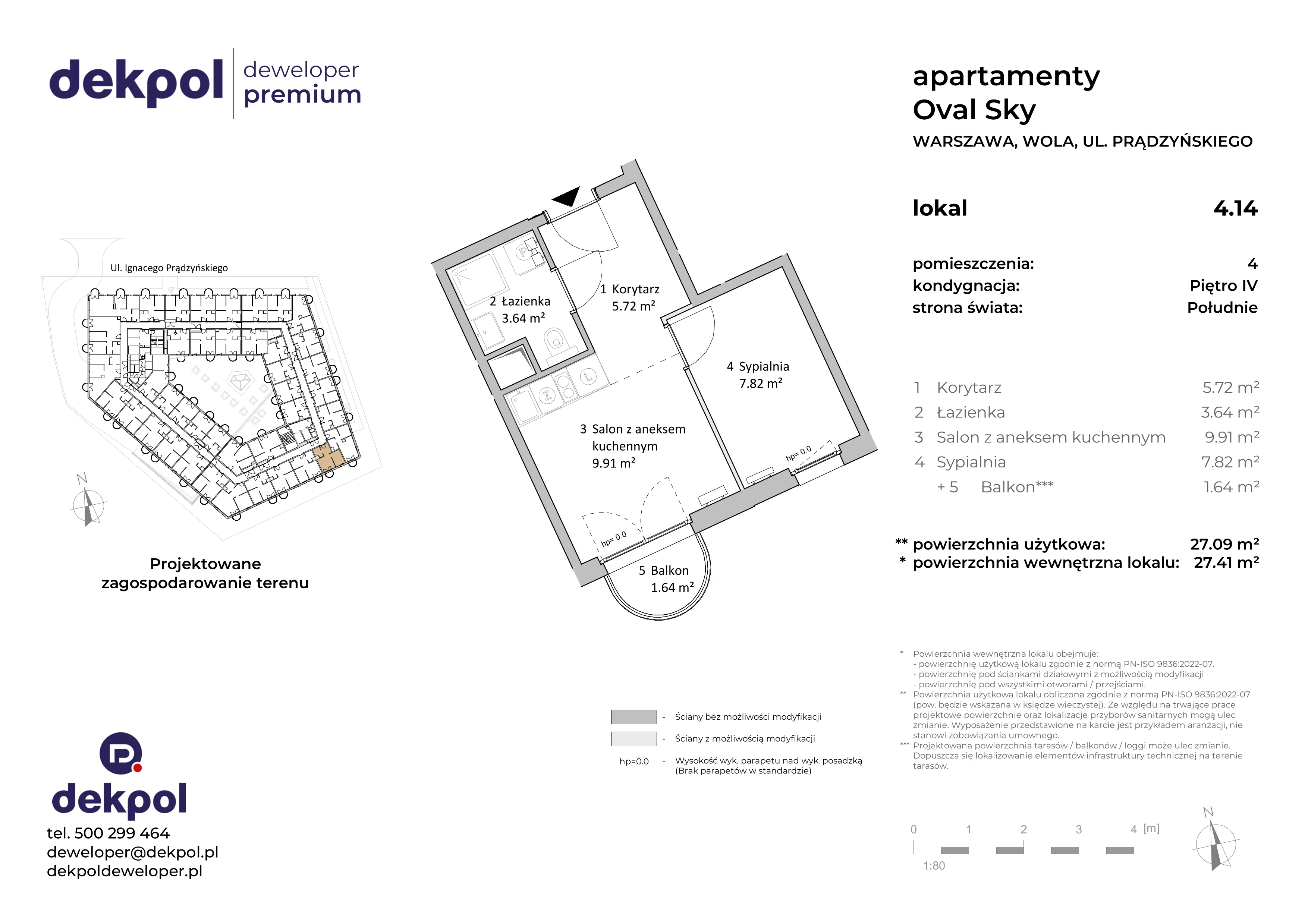 2 pokoje, apartament 27,09 m², piętro 4, oferta nr 4.14, OVAL SKY, Warszawa, Wola, Czyste, ul. Prądzyńskiego 21