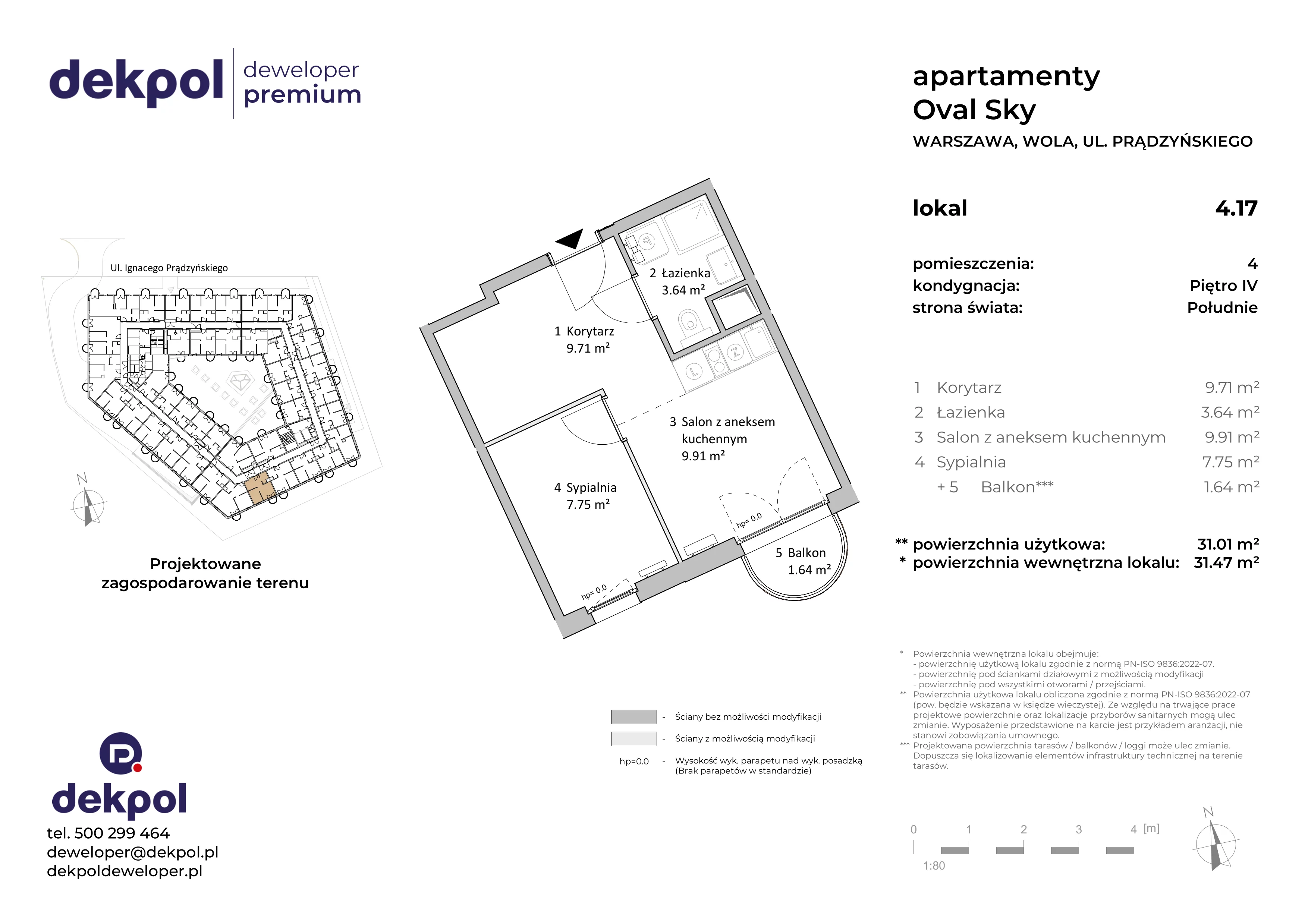 2 pokoje, apartament 31,01 m², piętro 4, oferta nr 4.17, OVAL SKY, Warszawa, Wola, Czyste, ul. Prądzyńskiego 21