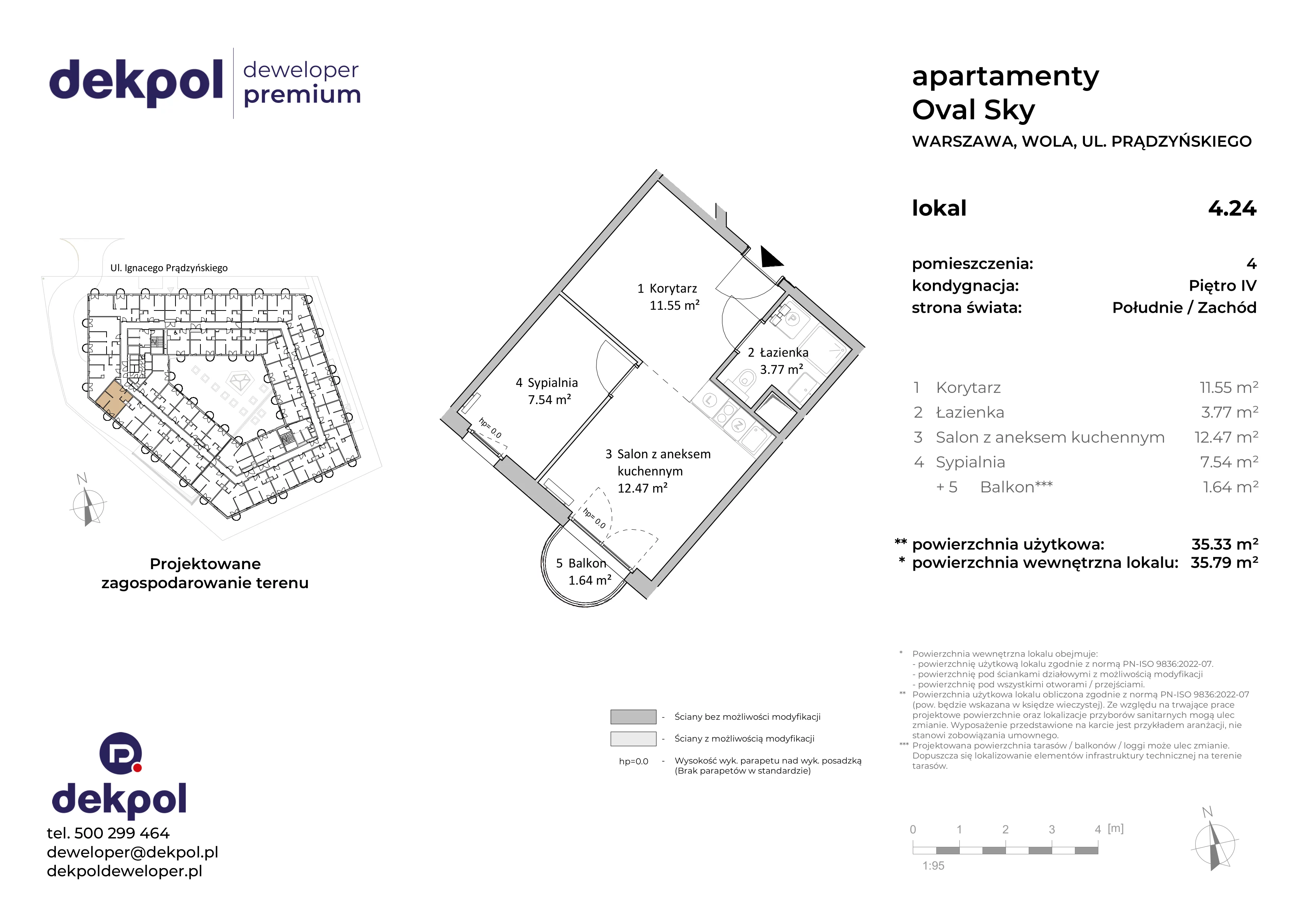2 pokoje, apartament 35,33 m², piętro 4, oferta nr 4.24, OVAL SKY, Warszawa, Wola, Czyste, ul. Prądzyńskiego 21