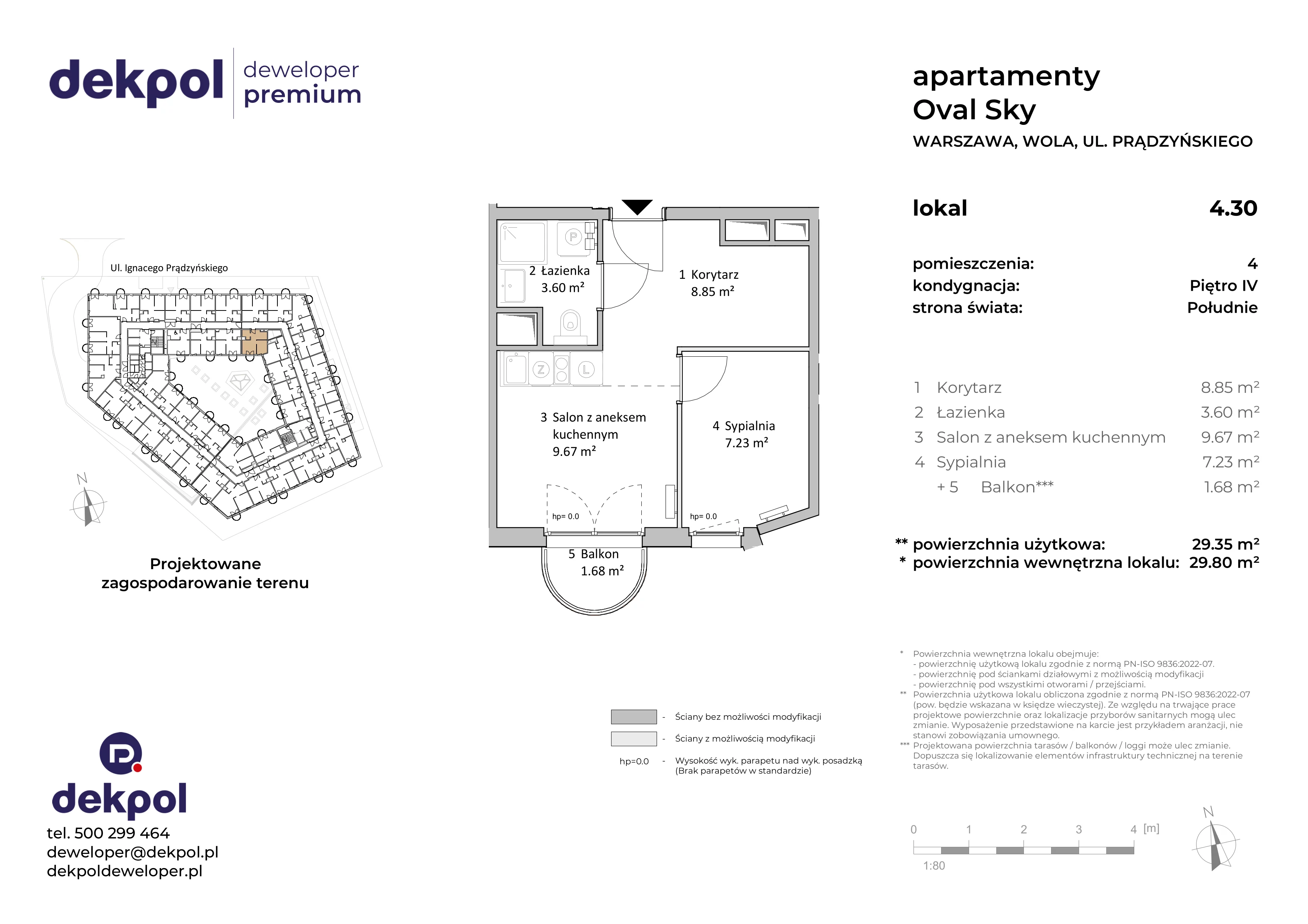 2 pokoje, apartament 29,35 m², piętro 4, oferta nr 4.30, OVAL SKY, Warszawa, Wola, Czyste, ul. Prądzyńskiego 21