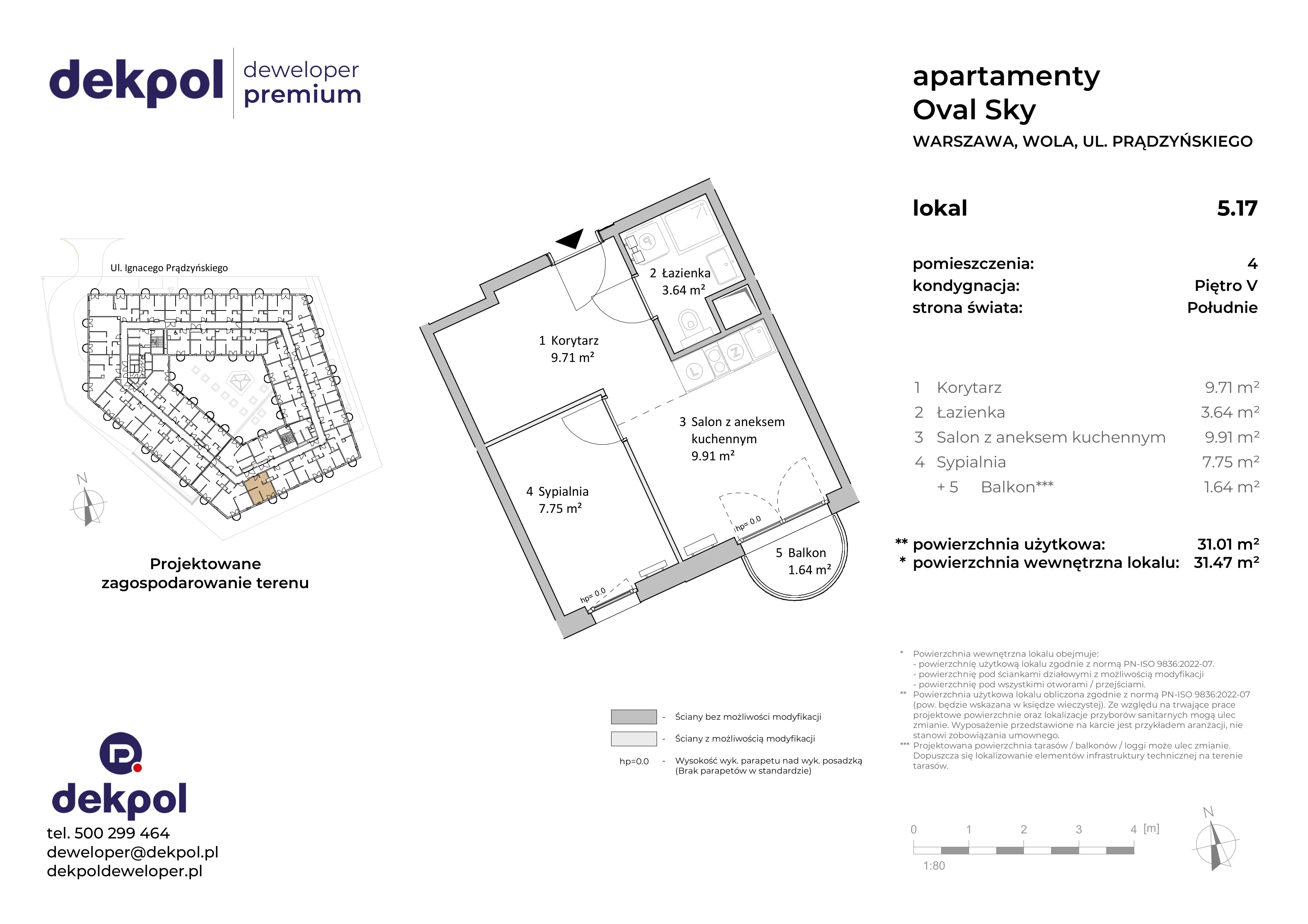2 pokoje, apartament 31,01 m², piętro 5, oferta nr 5.17, OVAL SKY, Warszawa, Wola, Czyste, ul. Prądzyńskiego 21