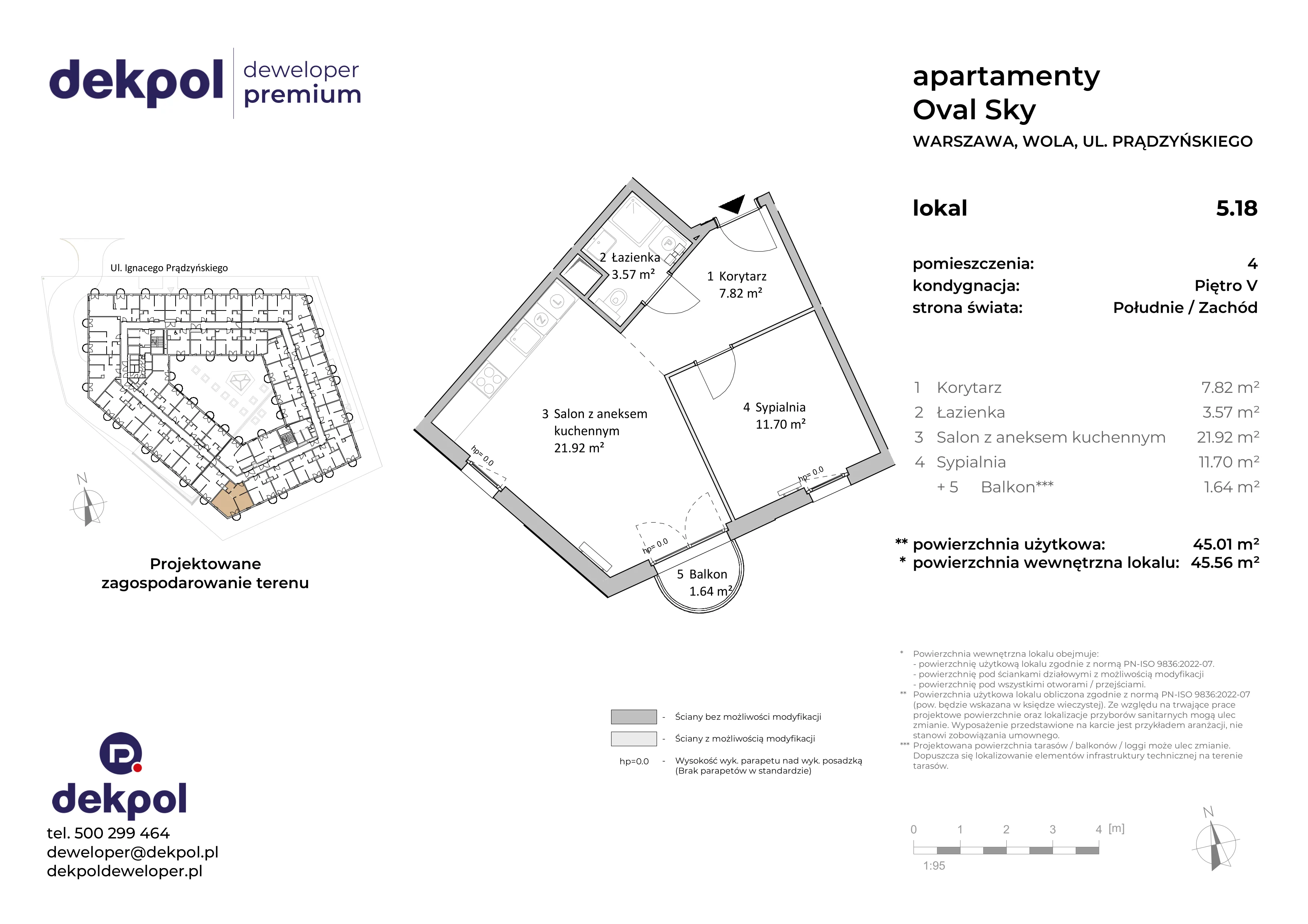 2 pokoje, apartament 45,01 m², piętro 5, oferta nr 5.18, OVAL SKY, Warszawa, Wola, Czyste, ul. Prądzyńskiego 21