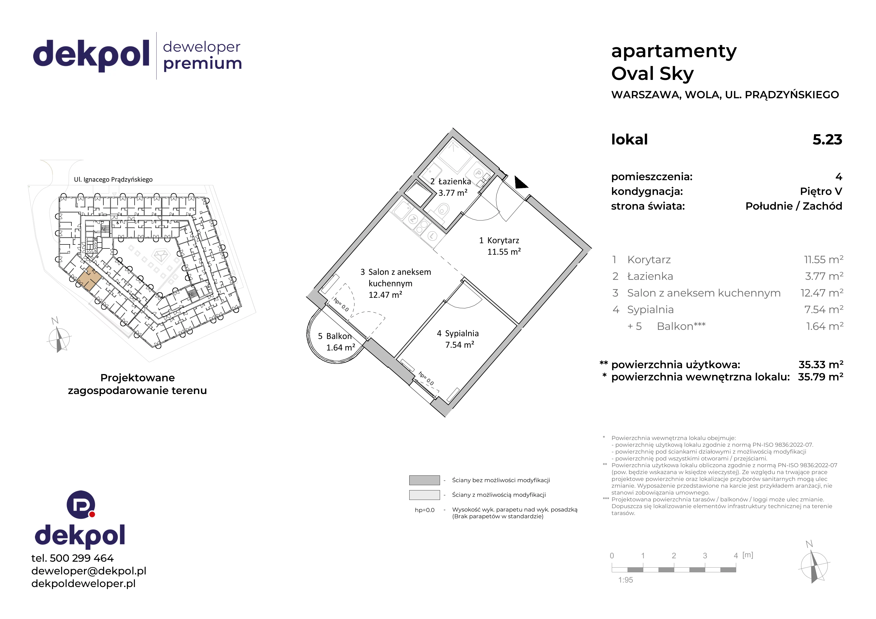 2 pokoje, apartament 35,33 m², piętro 5, oferta nr 5.23, OVAL SKY, Warszawa, Wola, Czyste, ul. Prądzyńskiego 21