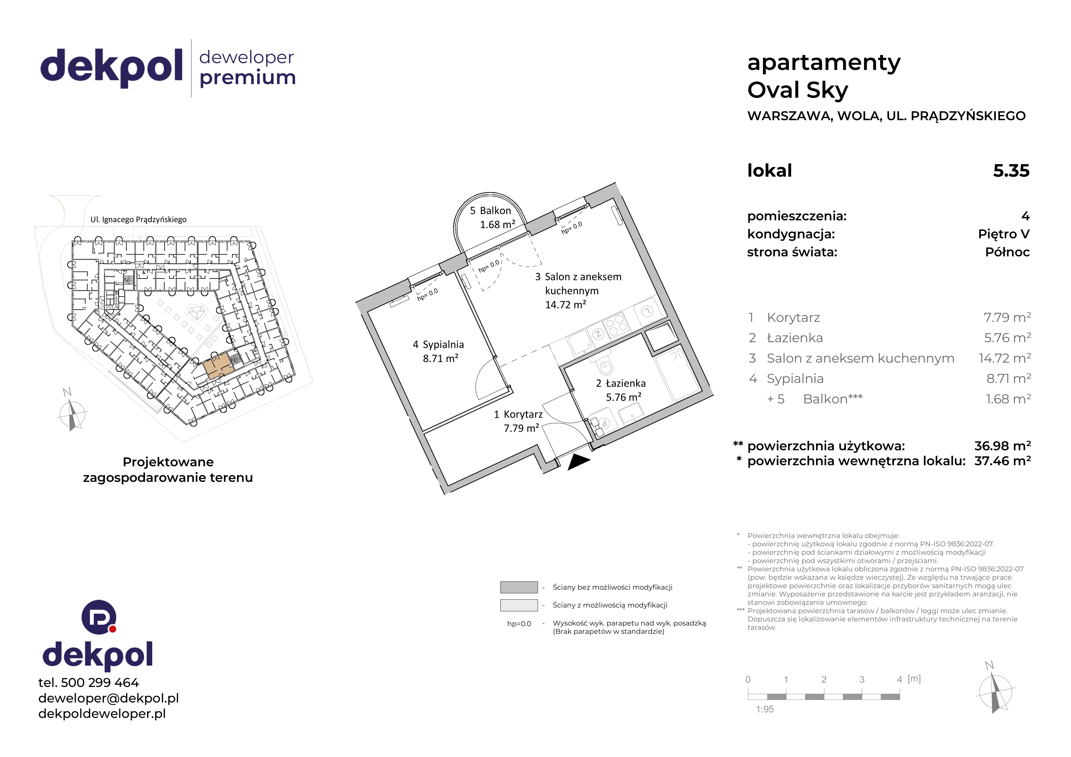 2 pokoje, apartament 36,98 m², piętro 5, oferta nr 5.35, OVAL SKY, Warszawa, Wola, Czyste, ul. Prądzyńskiego 21