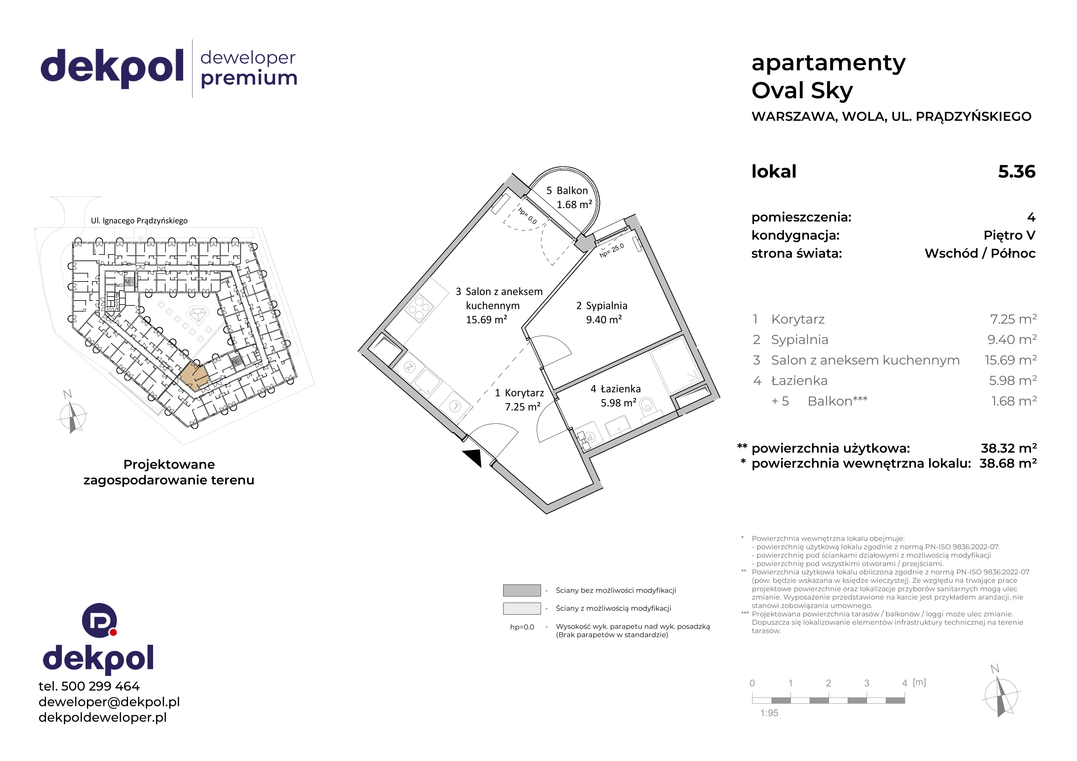 2 pokoje, apartament 38,32 m², piętro 5, oferta nr 5.36, OVAL SKY, Warszawa, Wola, Czyste, ul. Prądzyńskiego 21