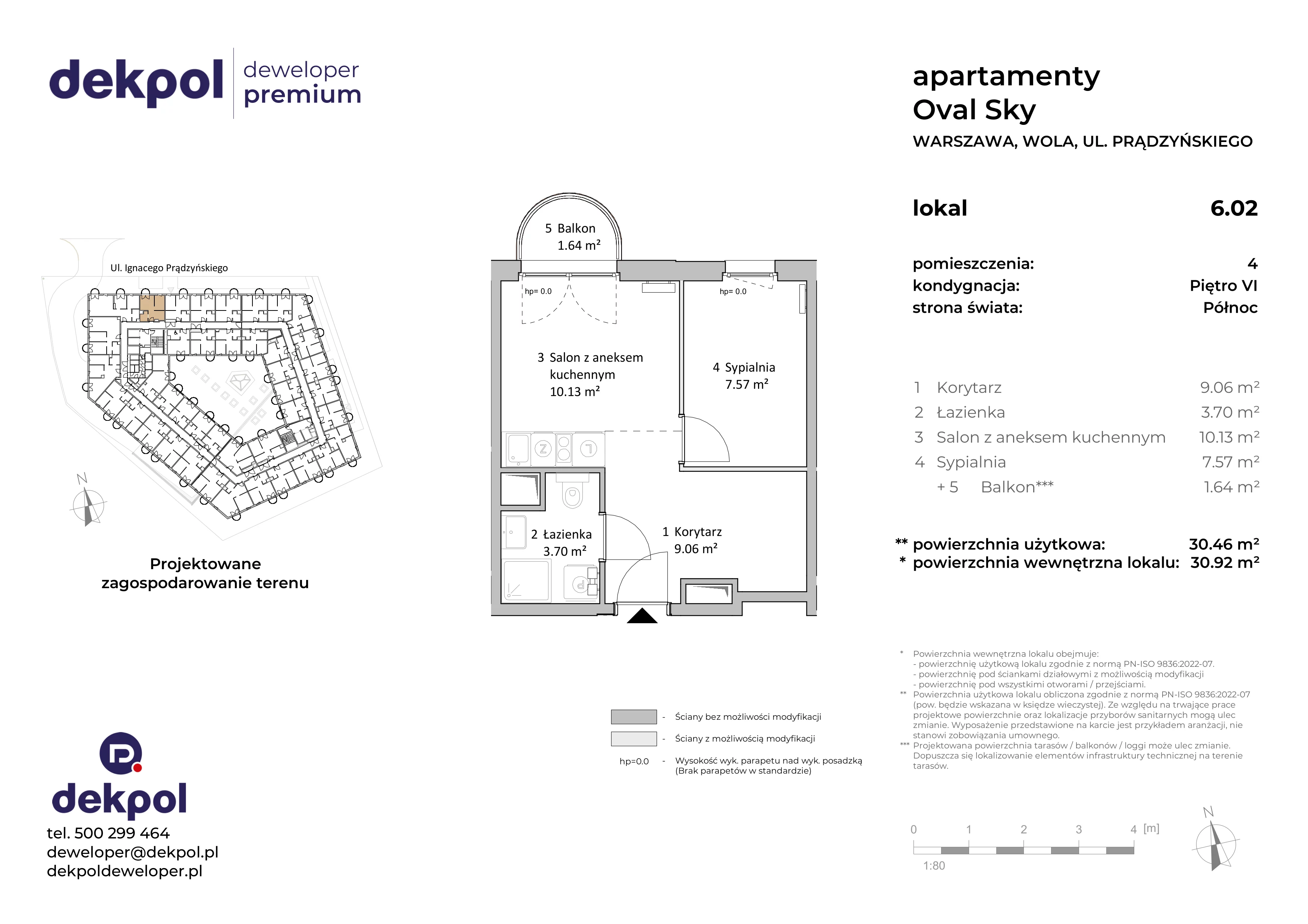2 pokoje, apartament 30,46 m², piętro 6, oferta nr 6.02, OVAL SKY, Warszawa, Wola, Czyste, ul. Prądzyńskiego 21