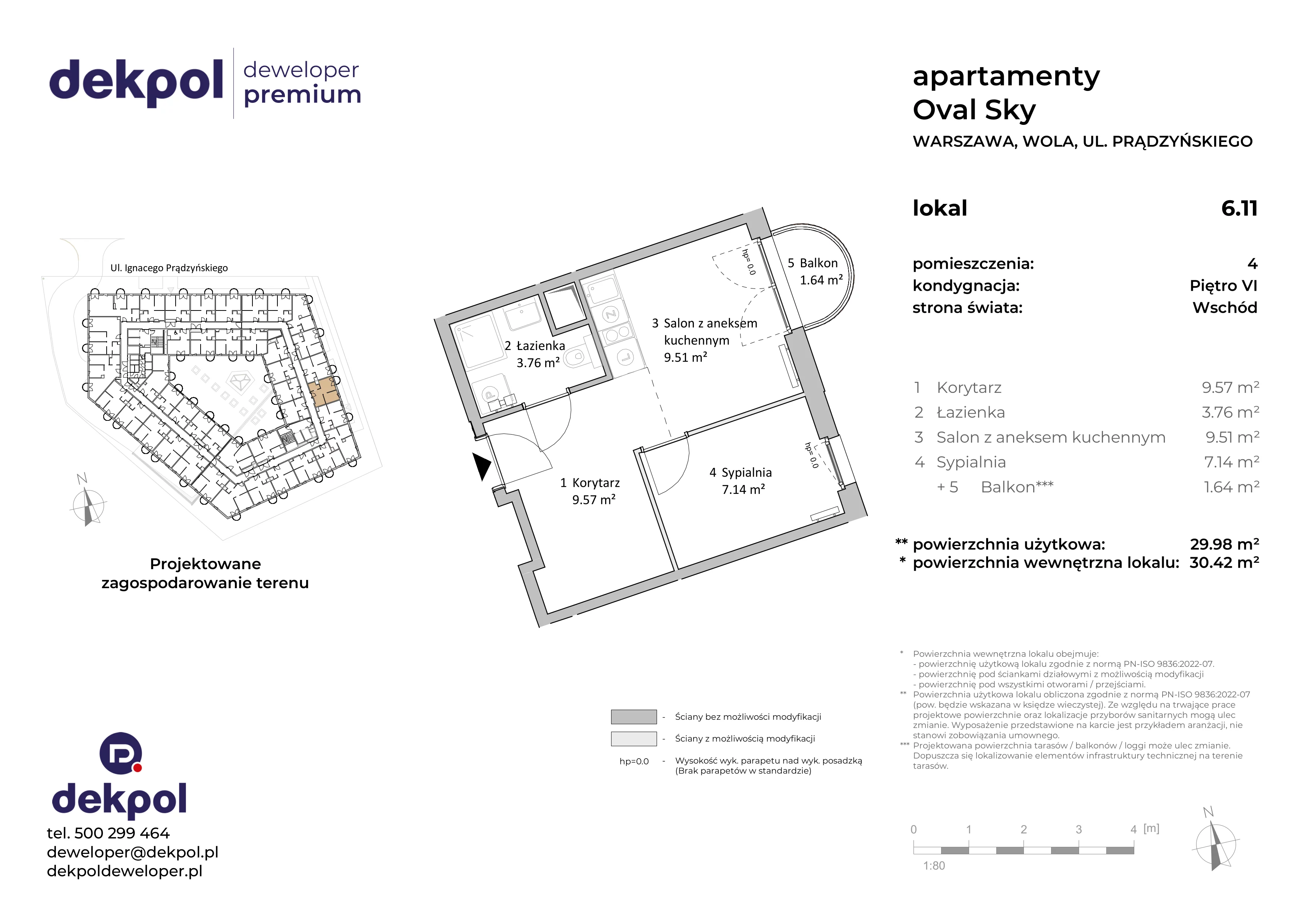 2 pokoje, apartament 29,98 m², piętro 6, oferta nr 6.11, OVAL SKY, Warszawa, Wola, Czyste, ul. Prądzyńskiego 21