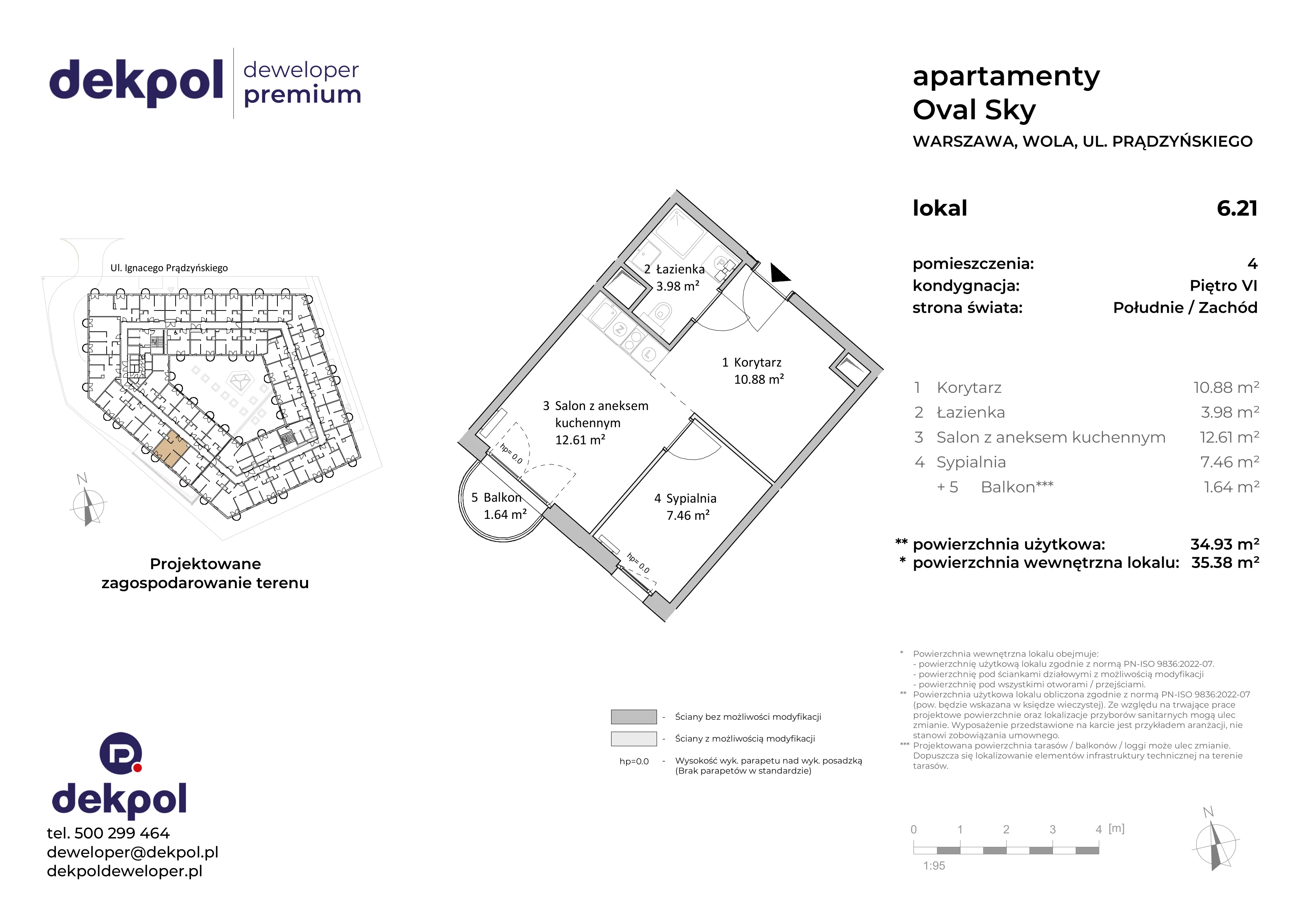 2 pokoje, apartament 34,93 m², piętro 6, oferta nr 6.21, OVAL SKY, Warszawa, Wola, Czyste, ul. Prądzyńskiego 21