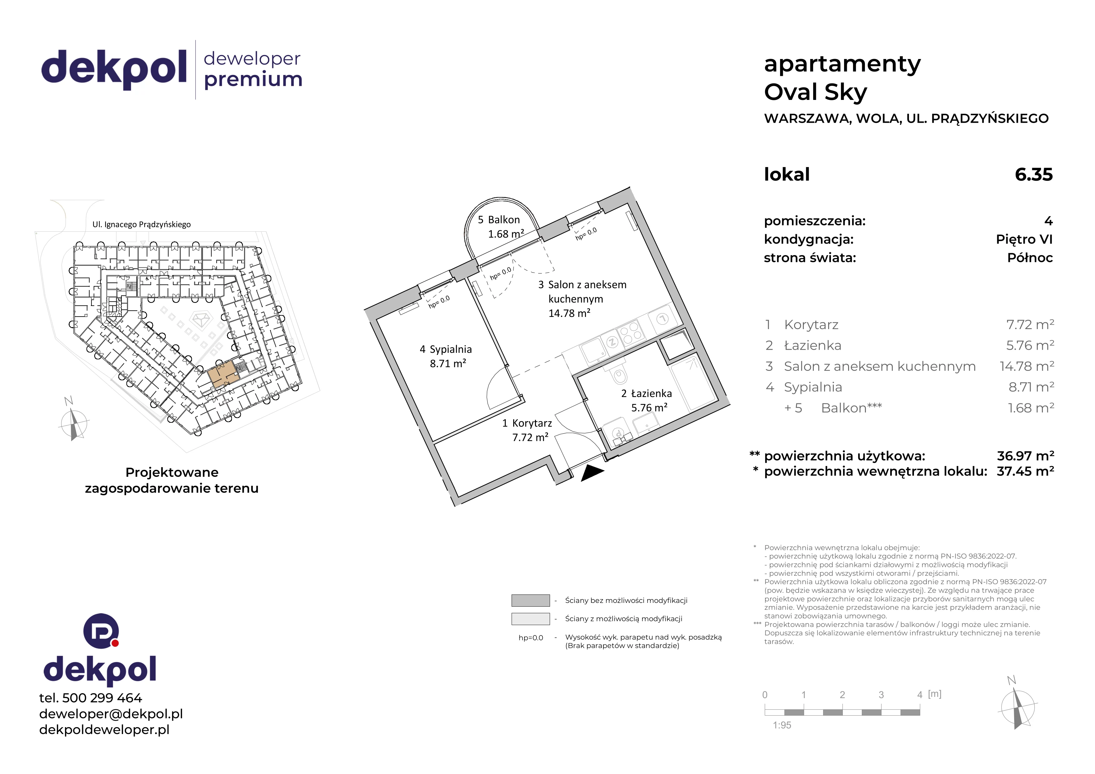 2 pokoje, apartament 36,97 m², piętro 6, oferta nr 6.35, OVAL SKY, Warszawa, Wola, Czyste, ul. Prądzyńskiego 21