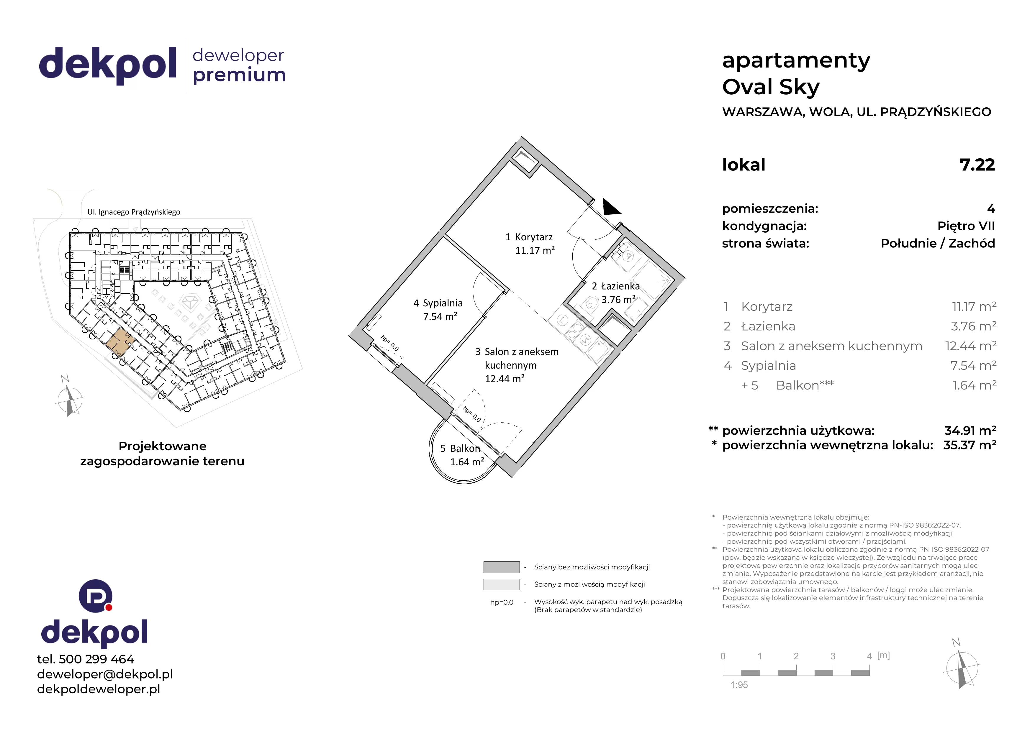 2 pokoje, apartament 34,91 m², piętro 7, oferta nr 7.22, OVAL SKY, Warszawa, Wola, Czyste, ul. Prądzyńskiego 21