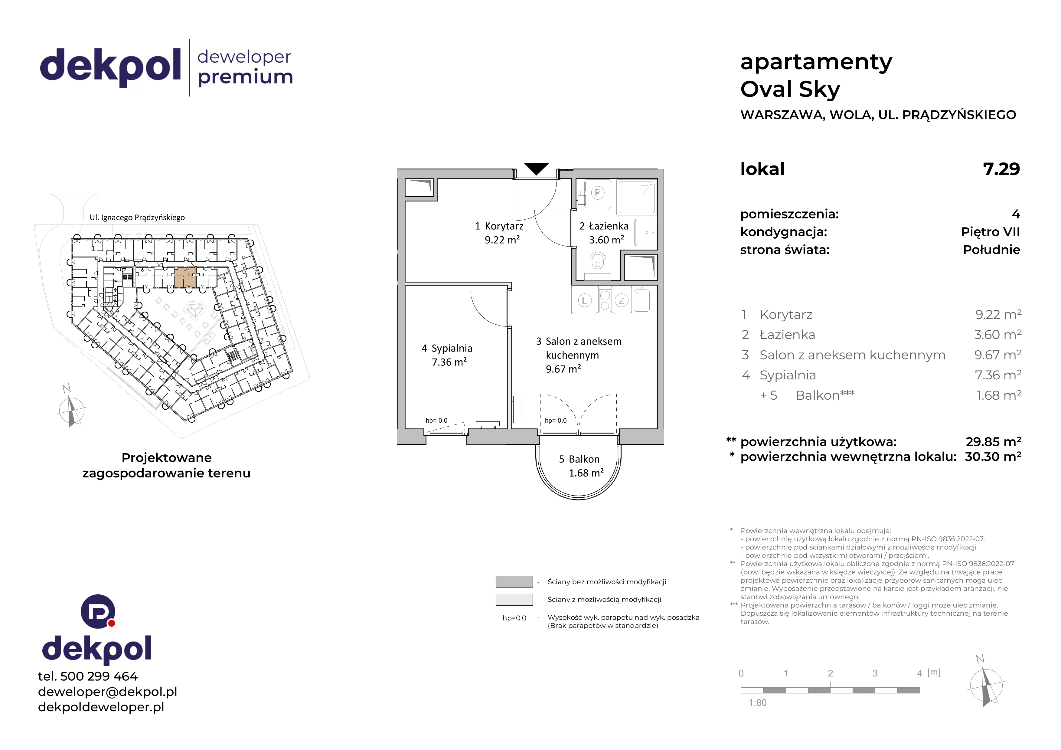 2 pokoje, apartament 29,85 m², piętro 7, oferta nr 7.29, OVAL SKY, Warszawa, Wola, Czyste, ul. Prądzyńskiego 21