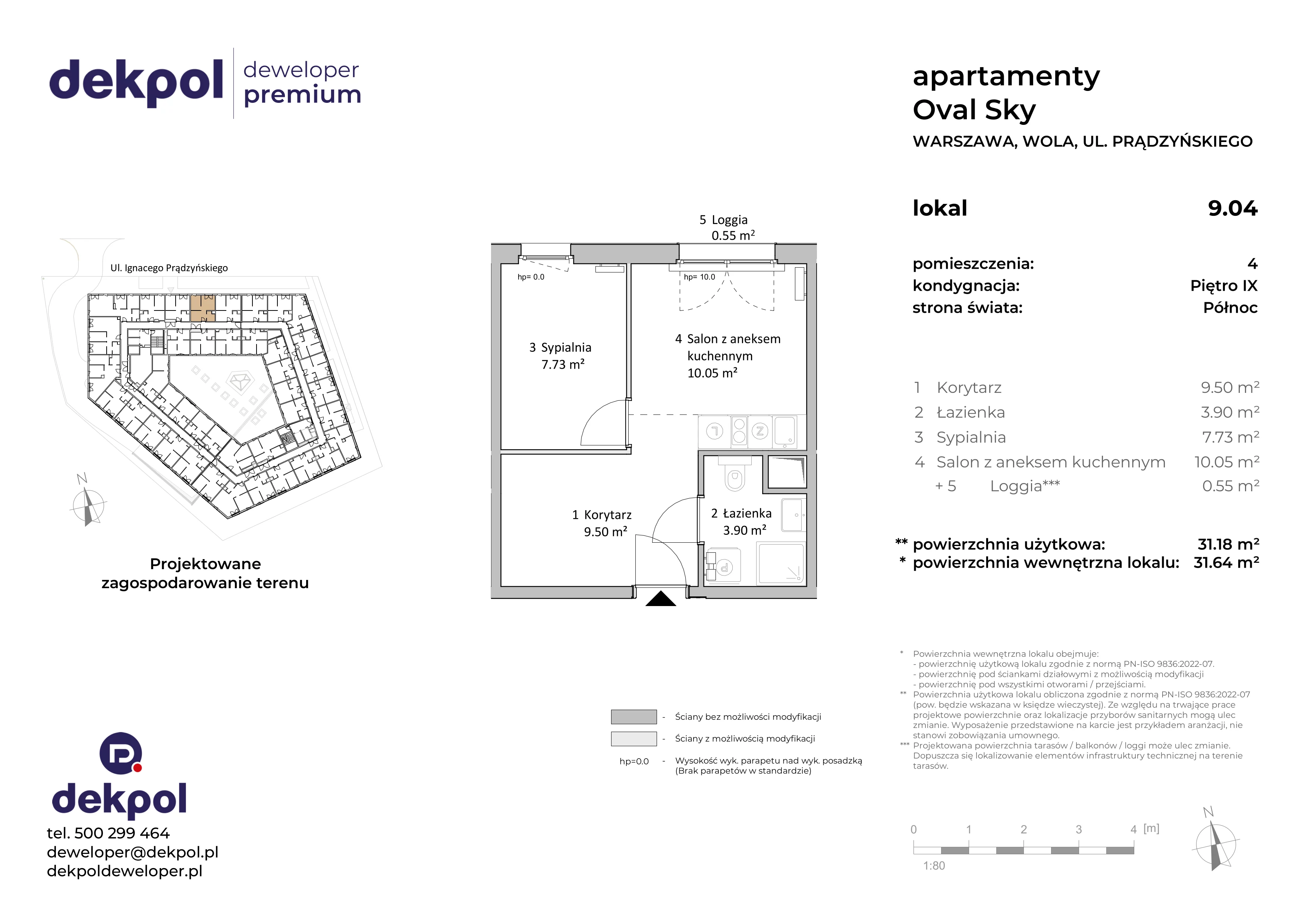 2 pokoje, apartament 31,18 m², piętro 9, oferta nr 9.04, OVAL SKY, Warszawa, Wola, Czyste, ul. Prądzyńskiego 21