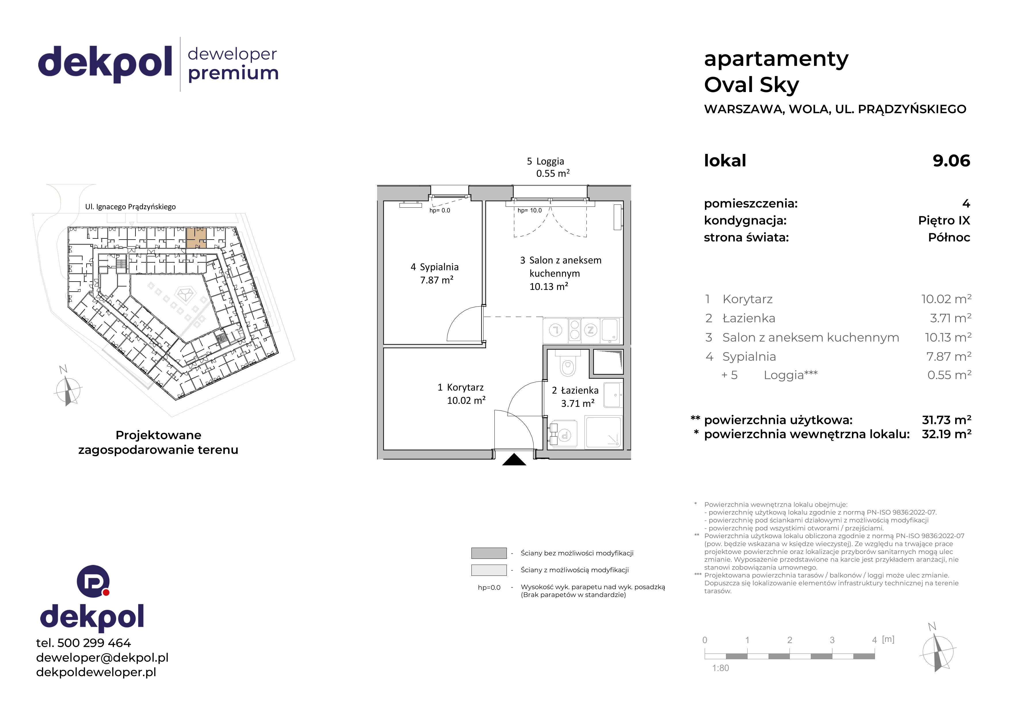 2 pokoje, apartament 31,73 m², piętro 9, oferta nr 9.06, OVAL SKY, Warszawa, Wola, Czyste, ul. Prądzyńskiego 21