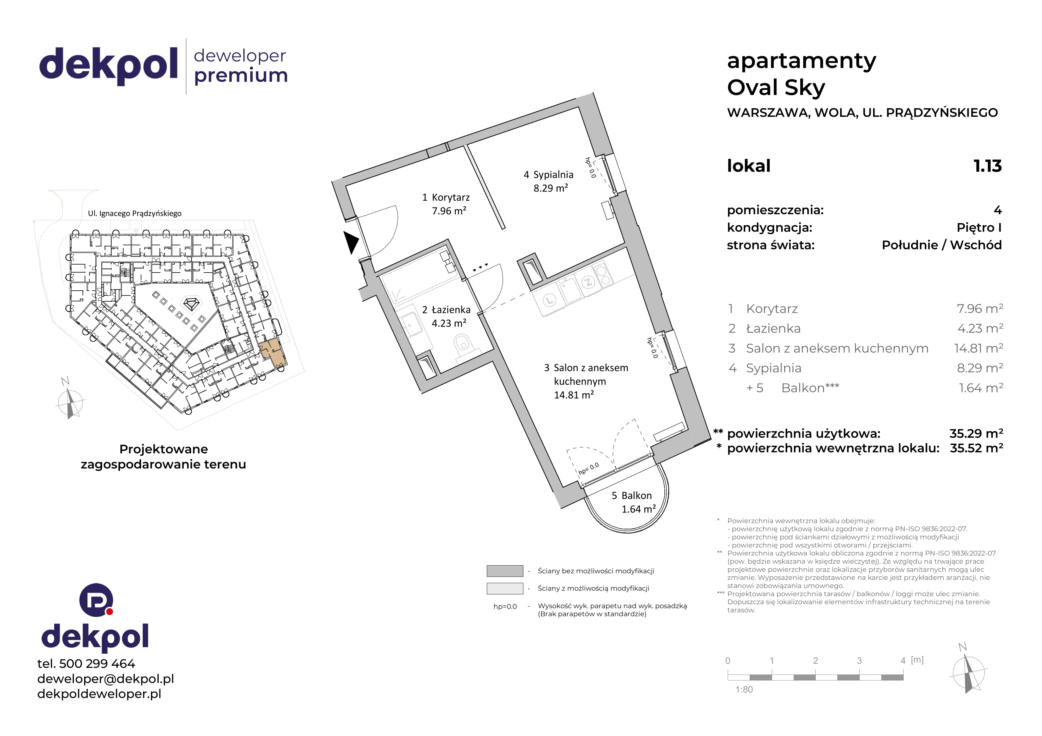 2 pokoje, apartament 35,29 m², piętro 1, oferta nr 1.13, OVAL SKY, Warszawa, Wola, Czyste, ul. Prądzyńskiego 21