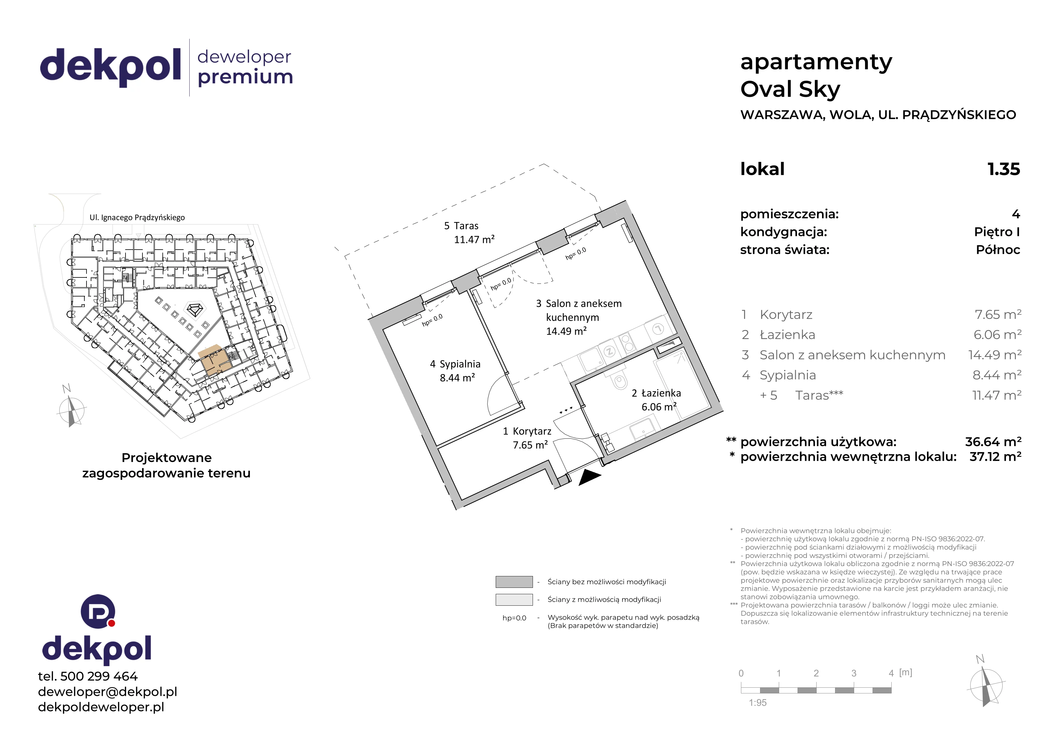 2 pokoje, apartament 36,64 m², piętro 1, oferta nr 1.35, OVAL SKY, Warszawa, Wola, Czyste, ul. Prądzyńskiego 21