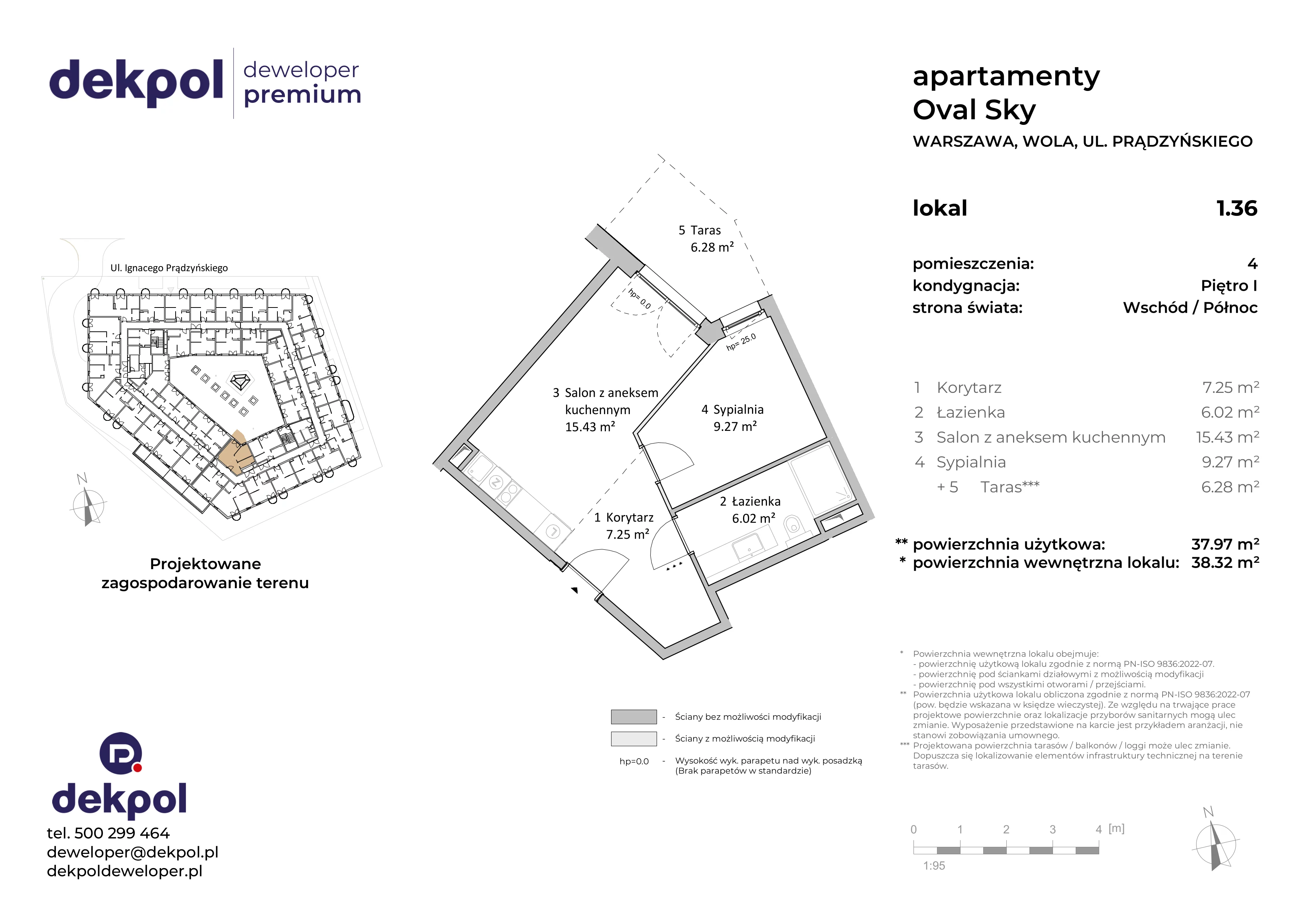 2 pokoje, apartament 37,97 m², piętro 1, oferta nr 1.36, OVAL SKY, Warszawa, Wola, Czyste, ul. Prądzyńskiego 21