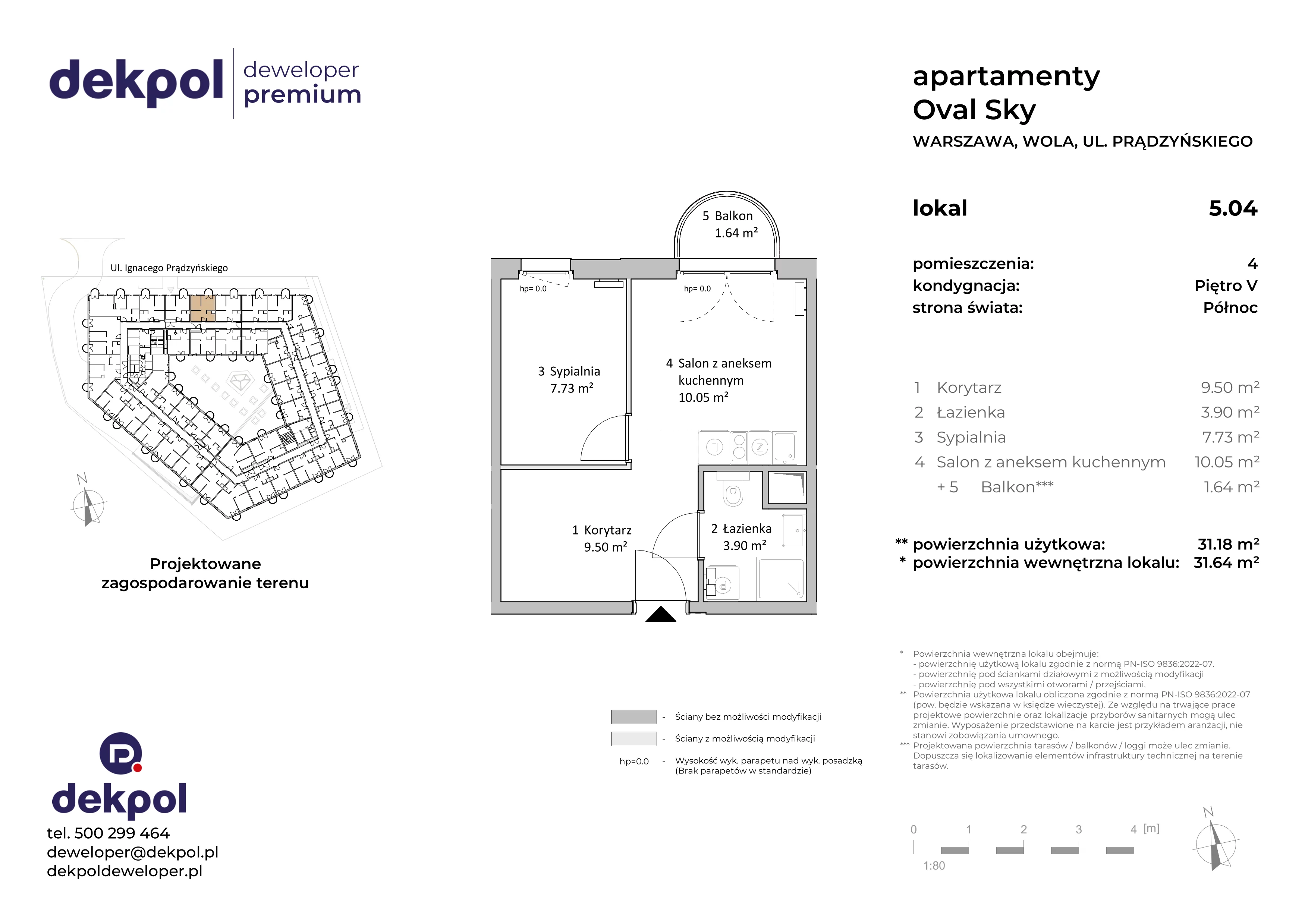 2 pokoje, apartament 31,18 m², piętro 5, oferta nr 5.04, OVAL SKY, Warszawa, Wola, Czyste, ul. Prądzyńskiego 21