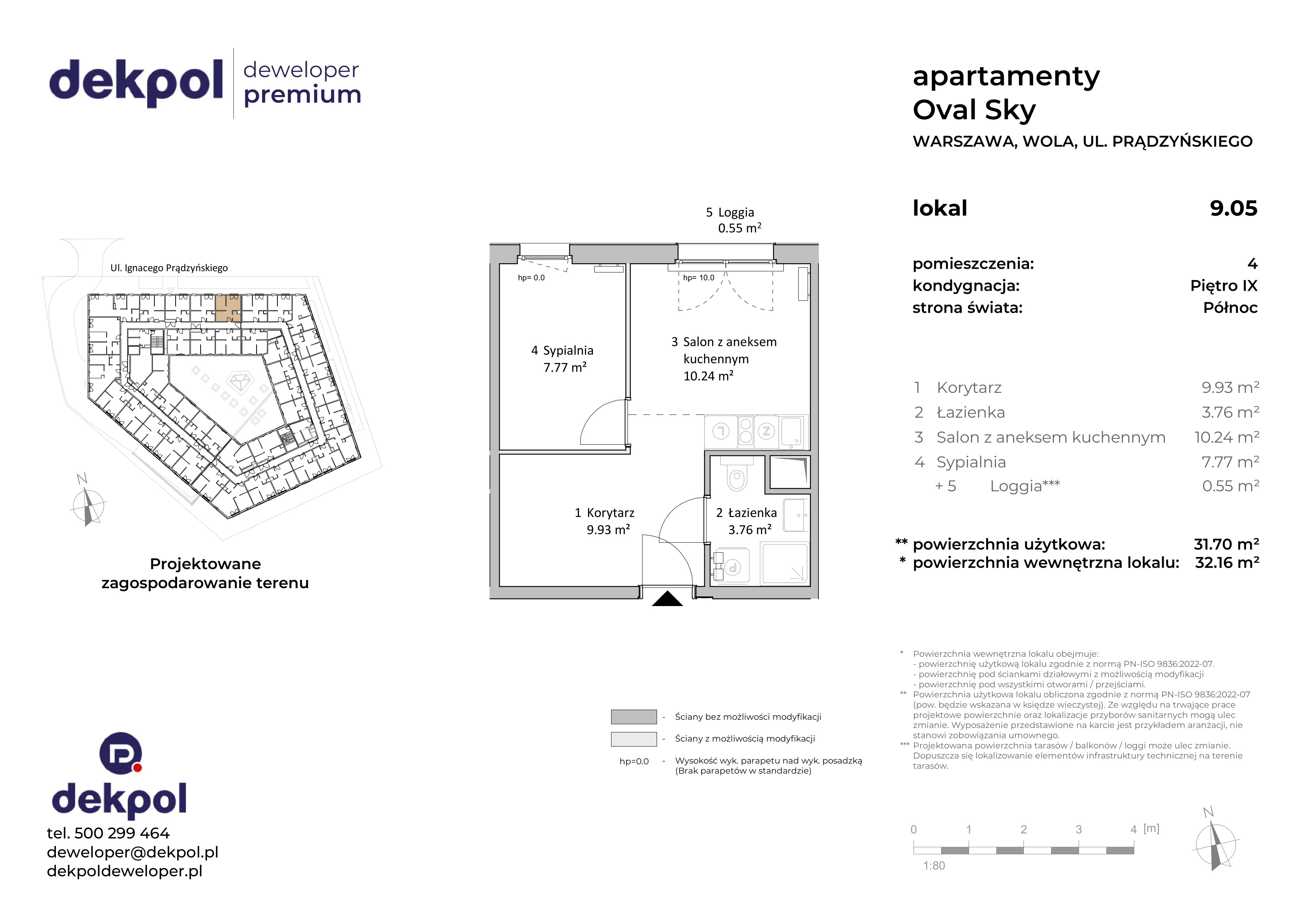 2 pokoje, apartament 31,70 m², piętro 9, oferta nr 9.05 (JL), OVAL SKY, Warszawa, Wola, Czyste, ul. Prądzyńskiego 21
