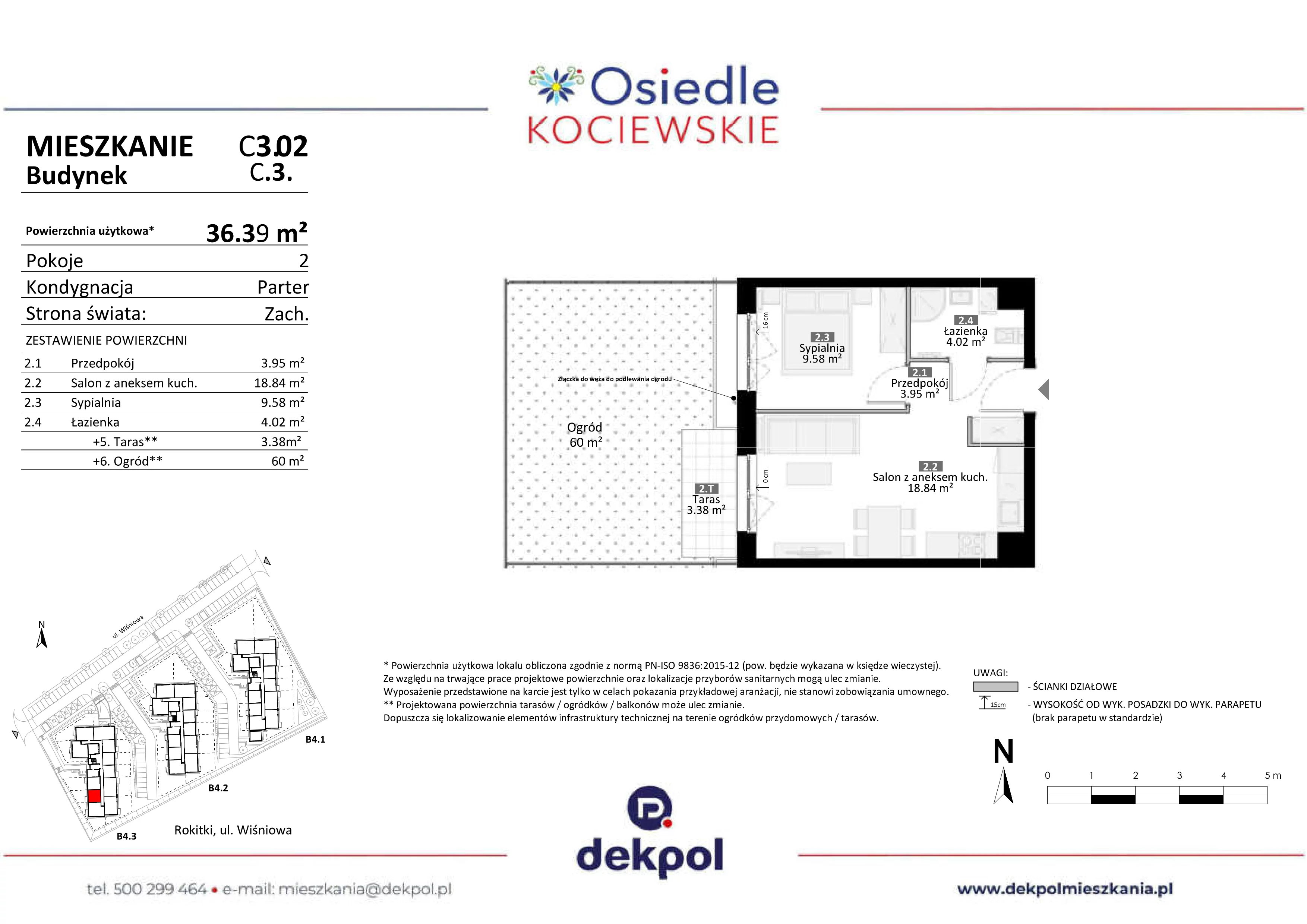2 pokoje, mieszkanie 36,39 m², parter, oferta nr C3.02*, Osiedle Kociewskie III, Rokitki, ul. Tczewska