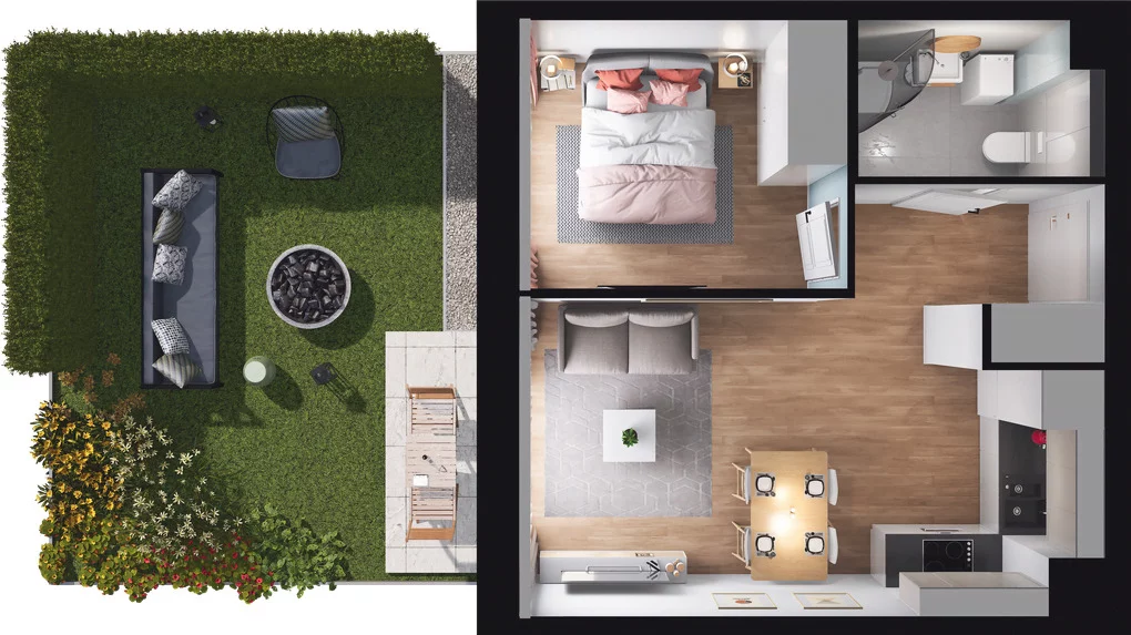 2 pokoje, mieszkanie 36,39 m², parter, oferta nr C3.02*, Osiedle Kociewskie III, Rokitki, ul. Tczewska