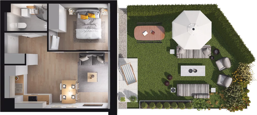 2 pokoje, mieszkanie 37,05 m², parter, oferta nr C3.08*, Osiedle Kociewskie III, Rokitki, ul. Tczewska