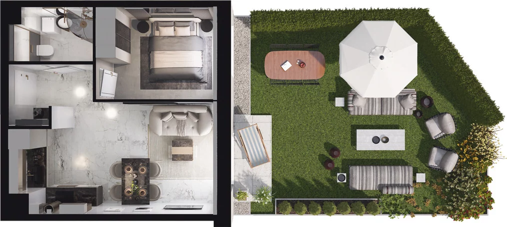 2 pokoje, mieszkanie 37,05 m², parter, oferta nr C3.08*, Osiedle Kociewskie III, Rokitki, ul. Tczewska