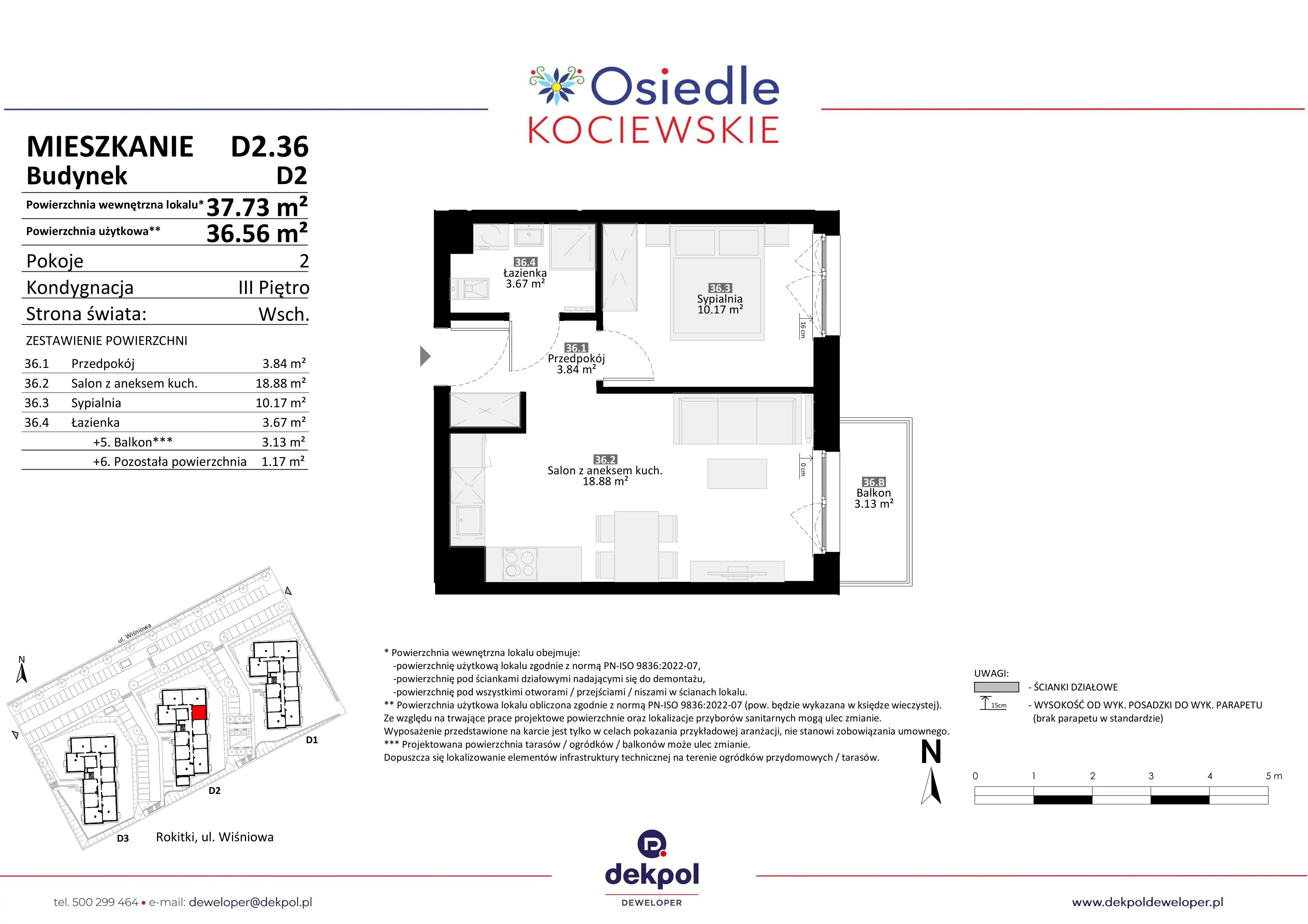2 pokoje, mieszkanie 36,56 m², piętro 3, oferta nr D2.36, Osiedle Kociewskie III, Rokitki, ul. Tczewska