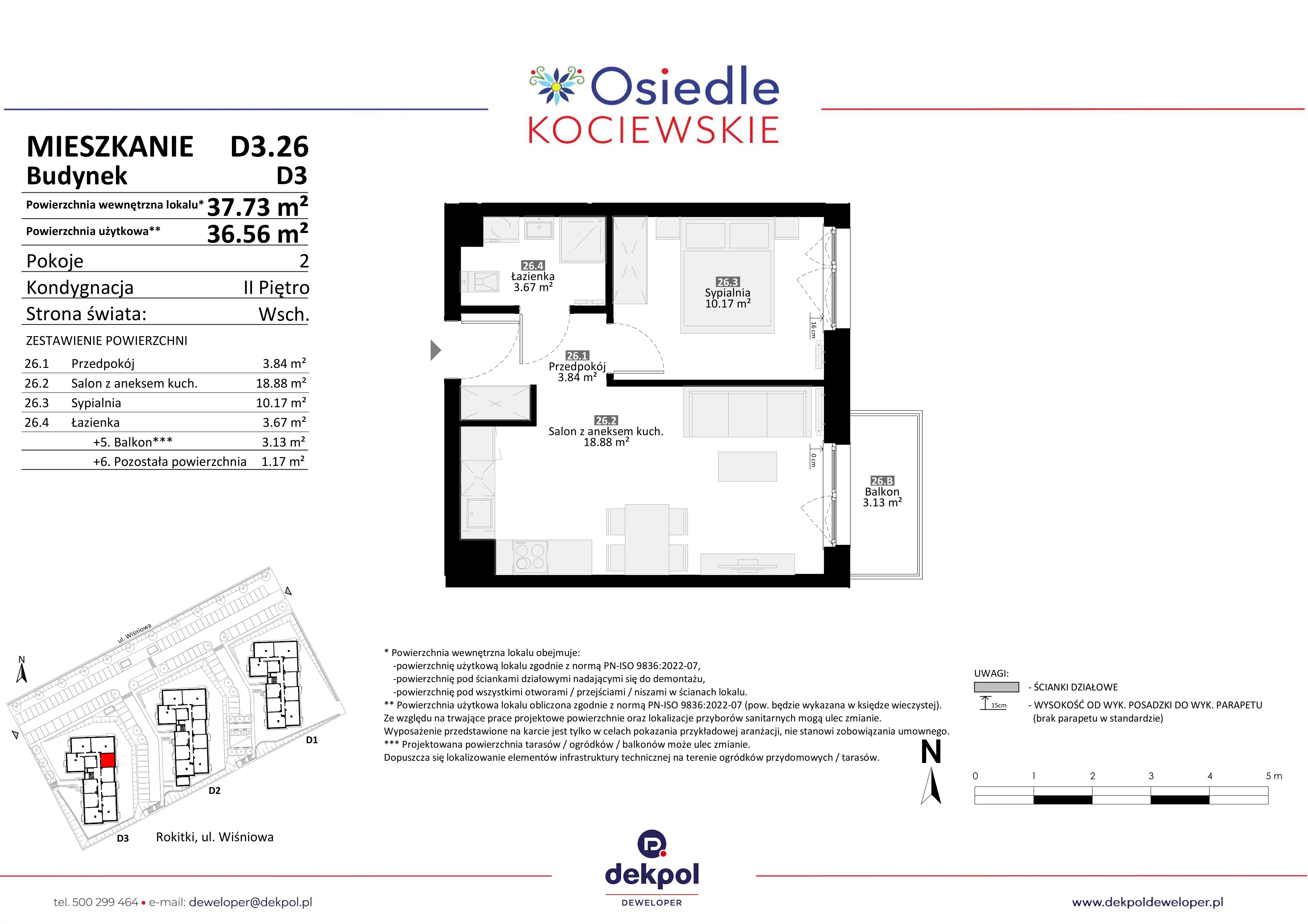2 pokoje, mieszkanie 36,56 m², piętro 2, oferta nr D3.26, Osiedle Kociewskie III, Rokitki, ul. Tczewska