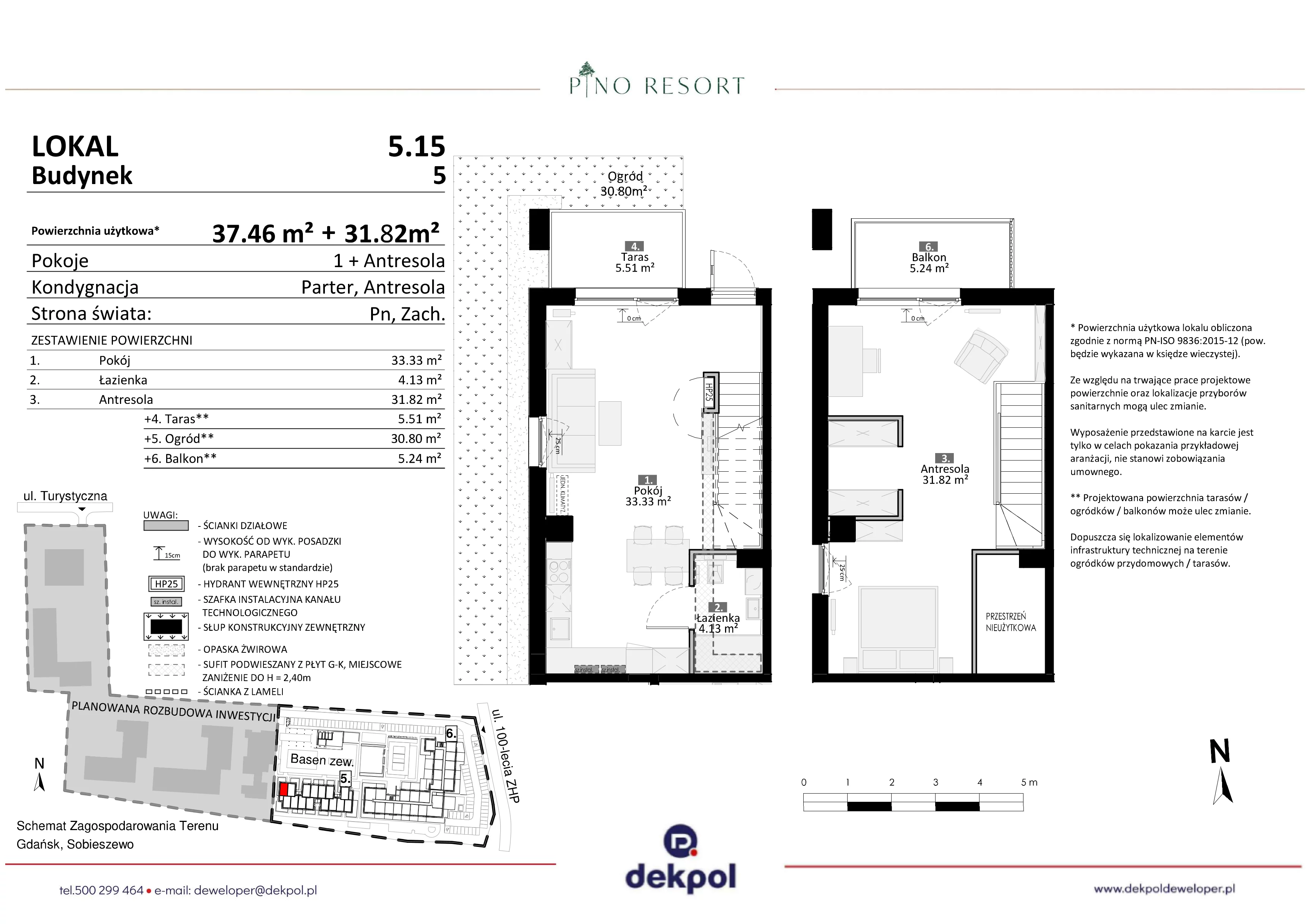2 pokoje, apartament 69,28 m², parter, oferta nr 5.15, Pino Resort, Gdańsk, Wyspa Sobieszewska, Sobieszewo, ul. Turystyczna 90