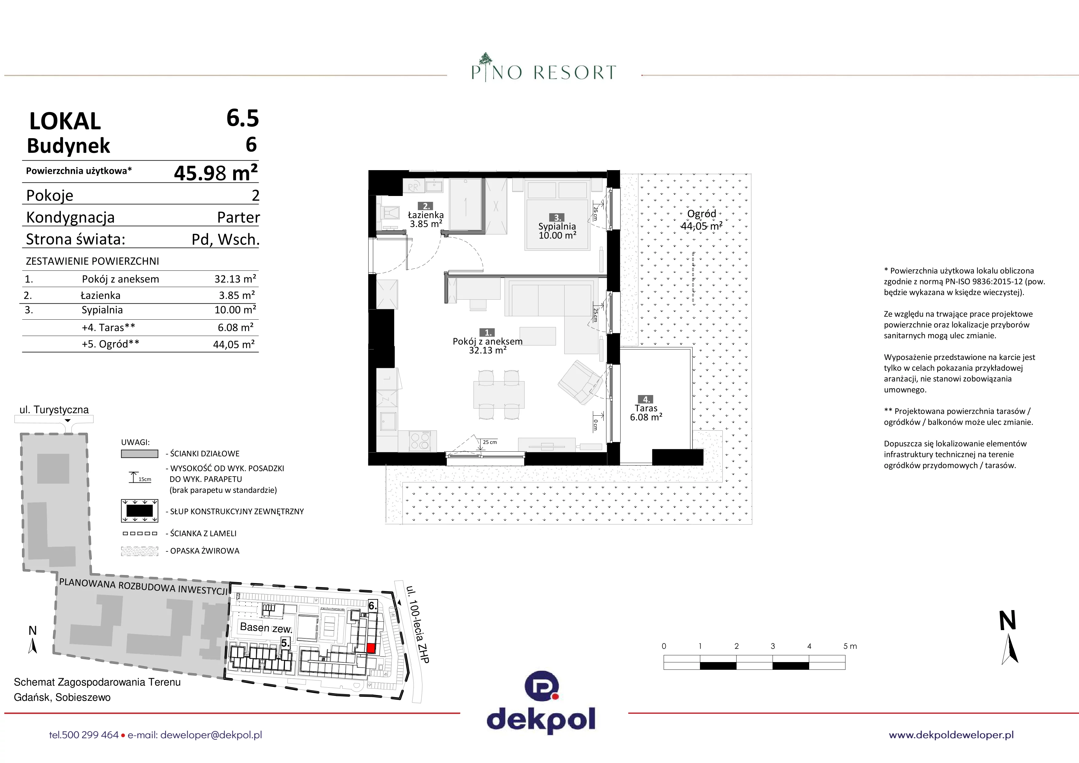 2 pokoje, apartament 45,98 m², parter, oferta nr 6.05, Pino Resort, Gdańsk, Wyspa Sobieszewska, Sobieszewo, ul. Turystyczna 90