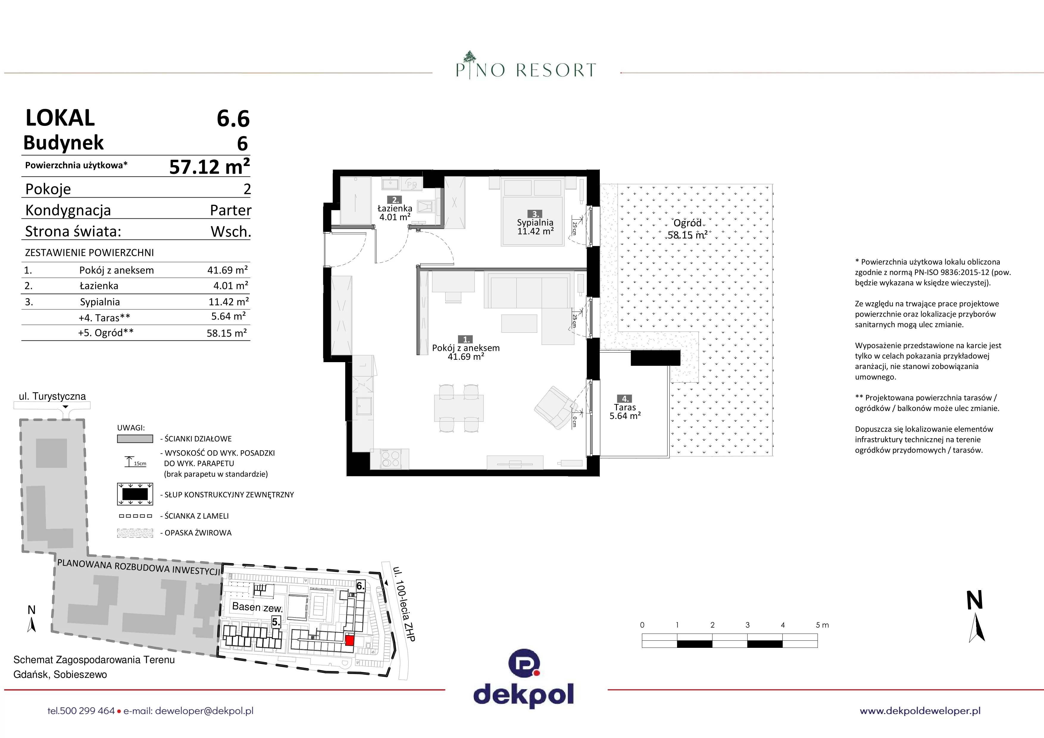 2 pokoje, apartament 57,12 m², parter, oferta nr 6.06, Pino Resort, Gdańsk, Wyspa Sobieszewska, Sobieszewo, ul. Turystyczna 90