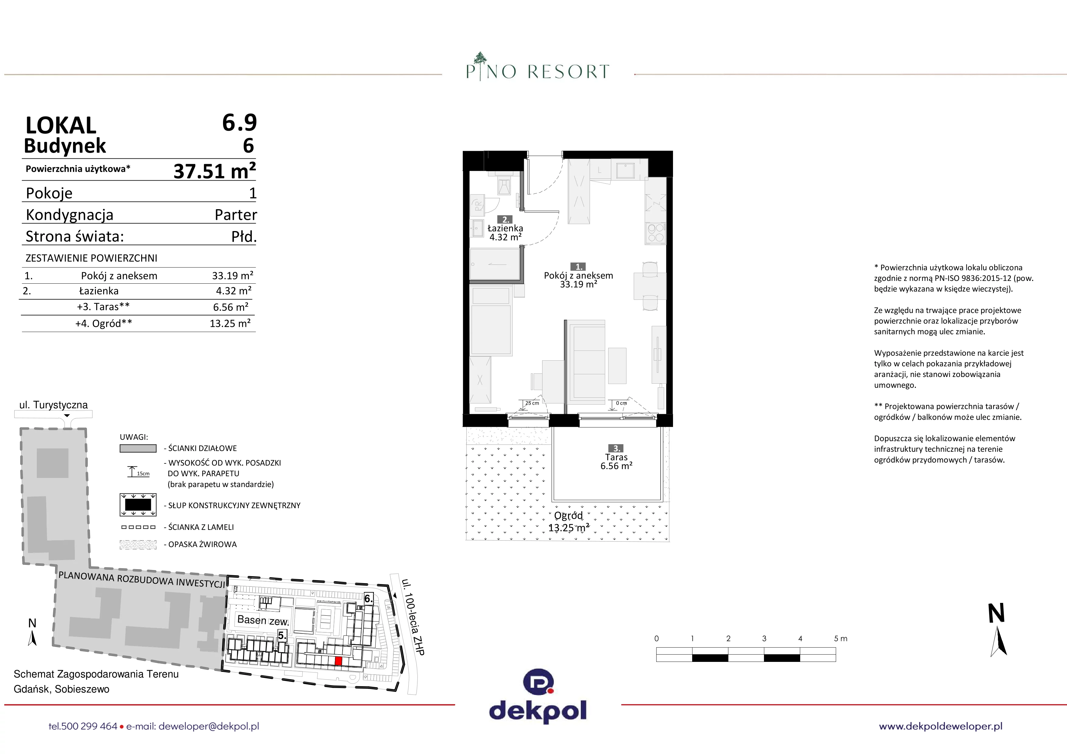 2 pokoje, apartament 37,51 m², parter, oferta nr 6.09, Pino Resort, Gdańsk, Wyspa Sobieszewska, Sobieszewo, ul. Turystyczna 90
