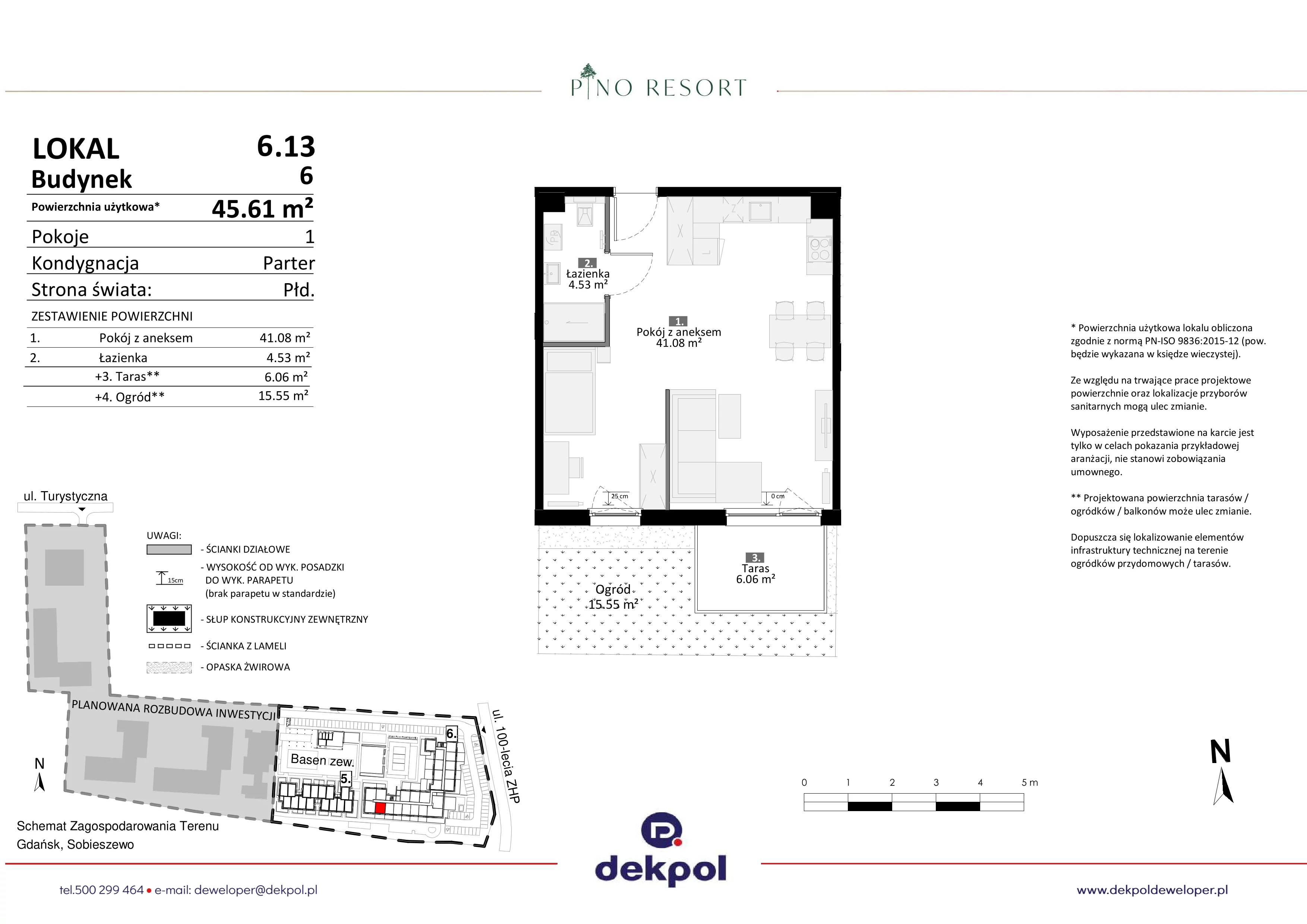 2 pokoje, apartament 45,61 m², parter, oferta nr 6.13, Pino Resort, Gdańsk, Wyspa Sobieszewska, Sobieszewo, ul. Turystyczna 90