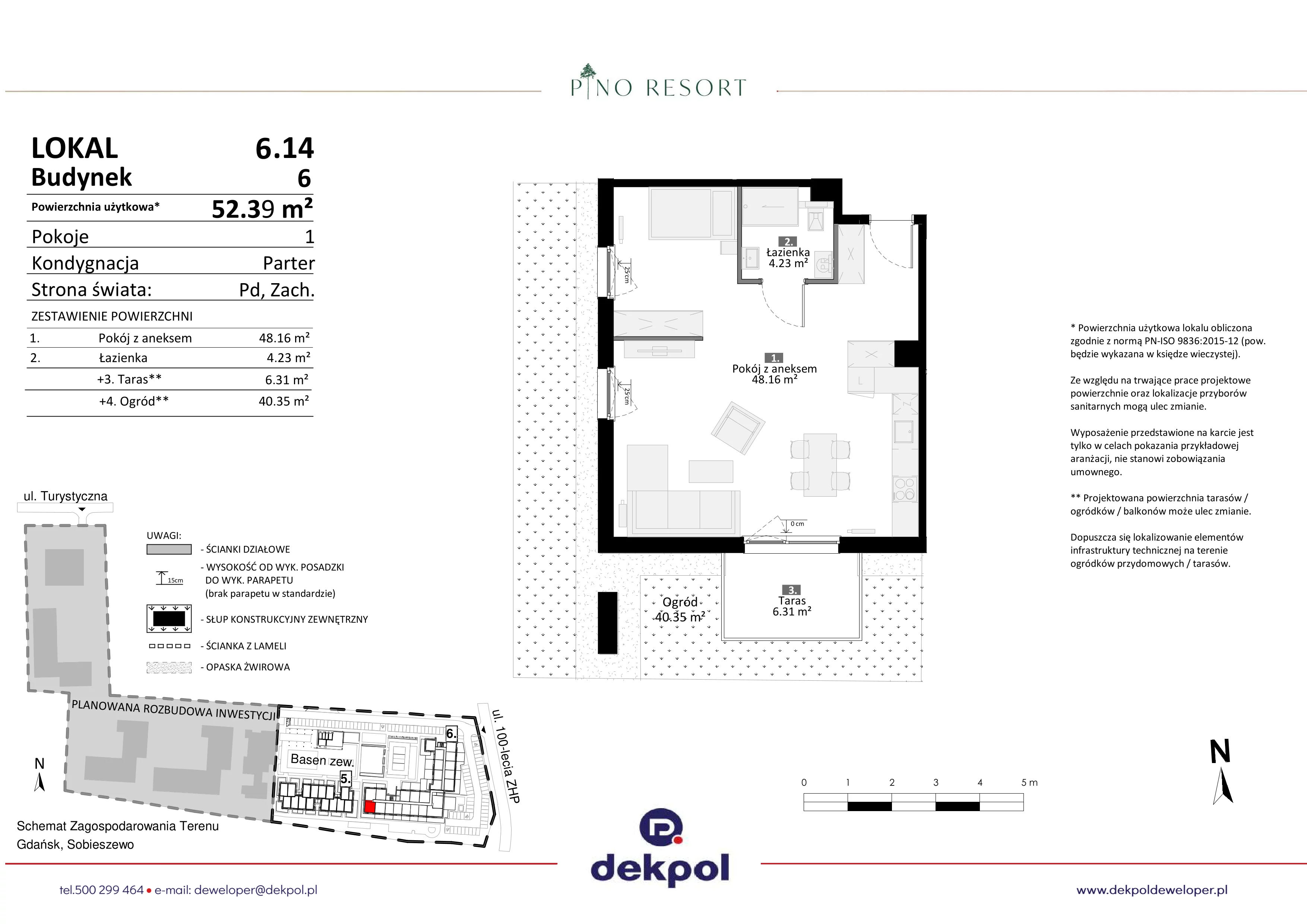 2 pokoje, apartament 52,39 m², parter, oferta nr 6.14, Pino Resort, Gdańsk, Wyspa Sobieszewska, Sobieszewo, ul. Turystyczna 90