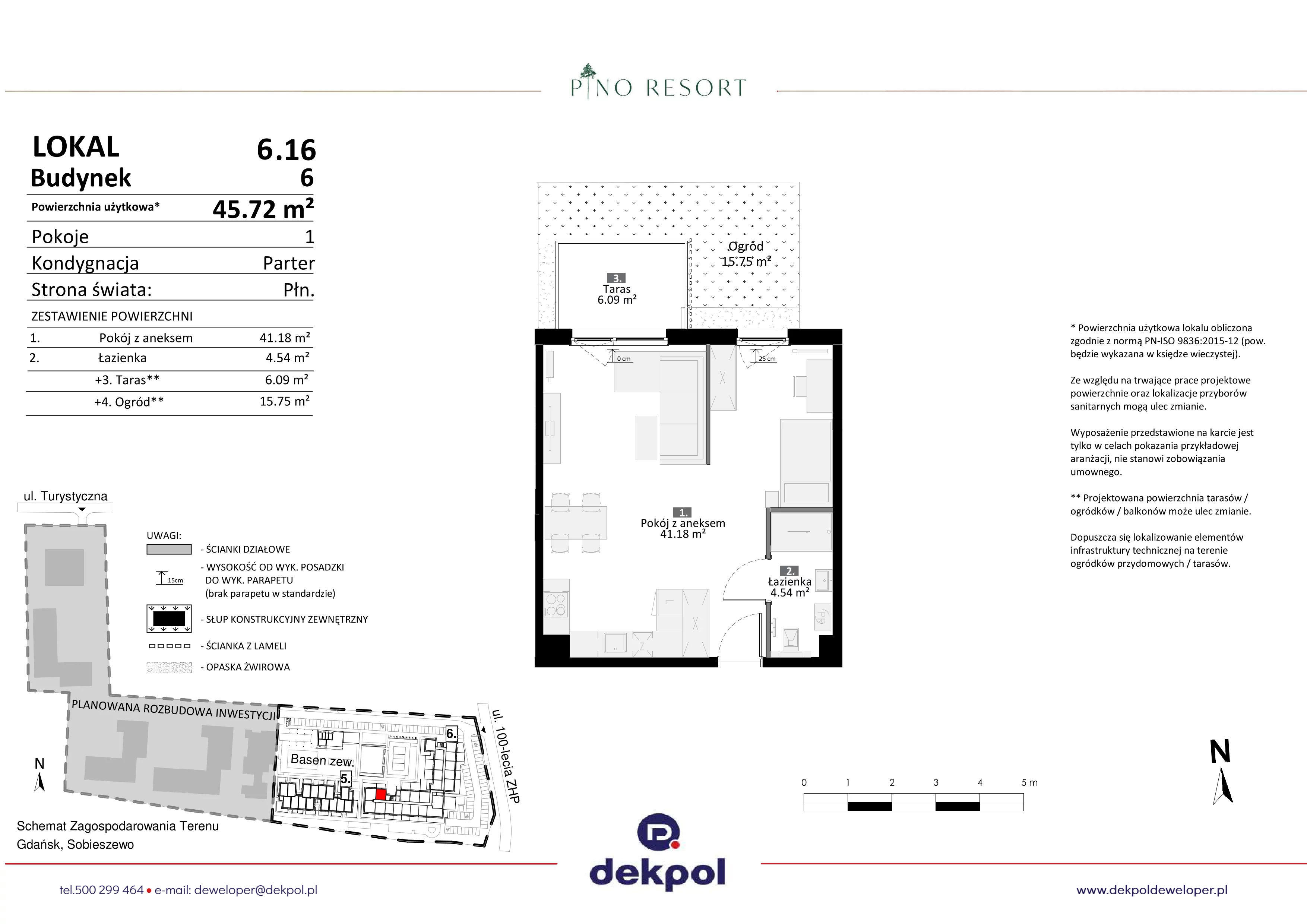 2 pokoje, apartament 45,72 m², parter, oferta nr 6.16, Pino Resort, Gdańsk, Wyspa Sobieszewska, Sobieszewo, ul. Turystyczna 90