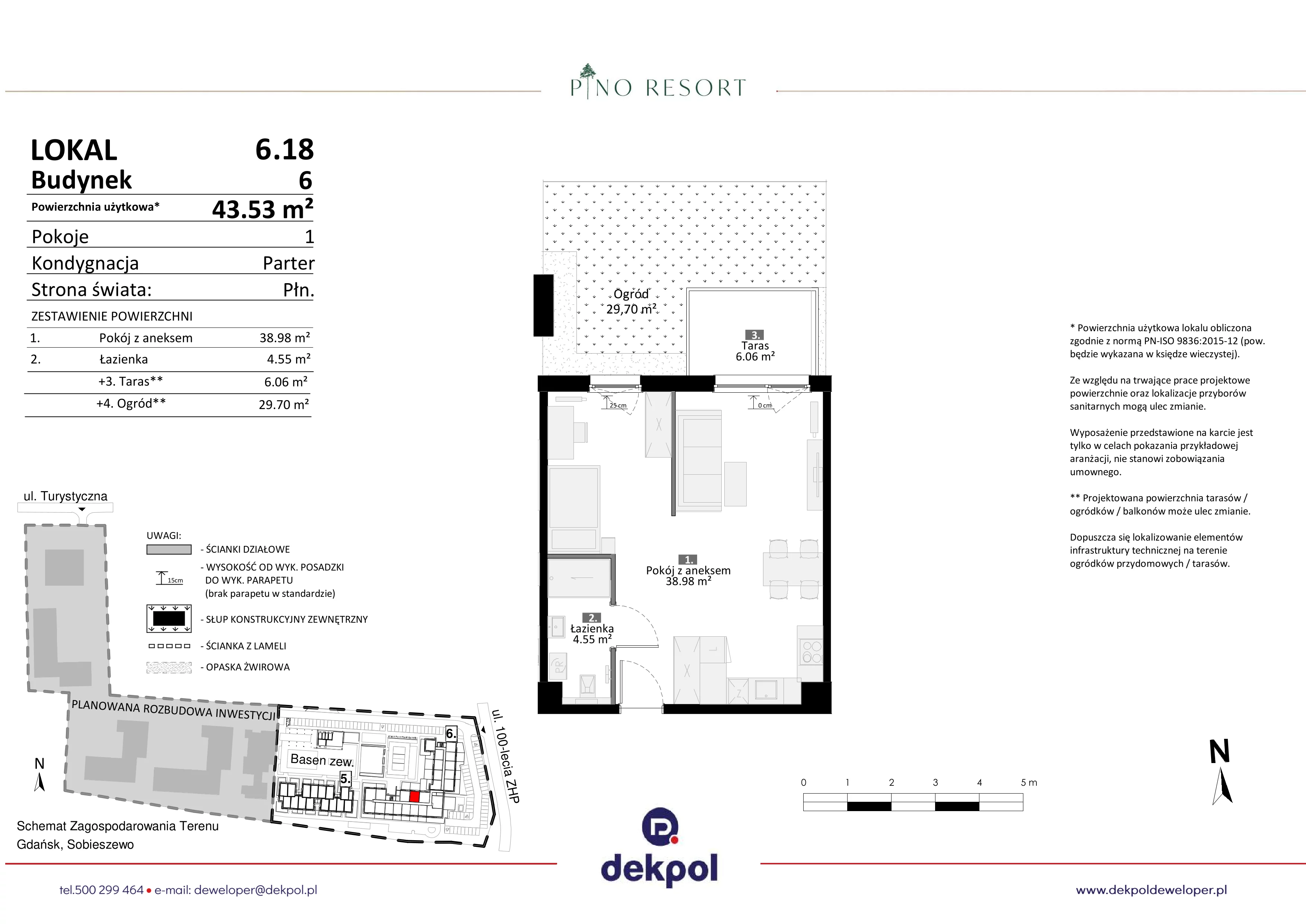 2 pokoje, apartament 43,50 m², parter, oferta nr 6.18, Pino Resort, Gdańsk, Wyspa Sobieszewska, Sobieszewo, ul. Turystyczna 90