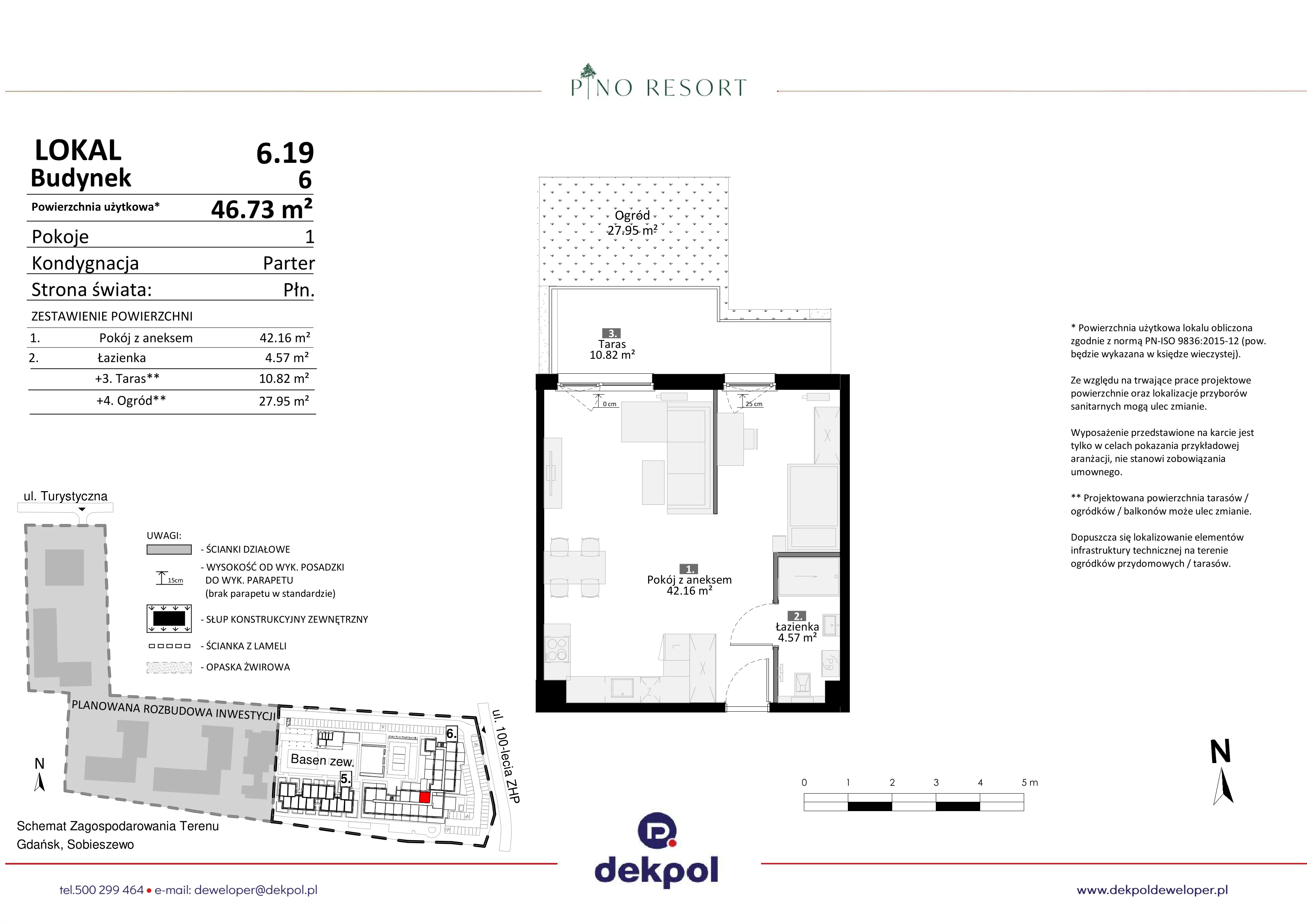 2 pokoje, apartament 46,73 m², parter, oferta nr 6.19, Pino Resort, Gdańsk, Wyspa Sobieszewska, Sobieszewo, ul. Turystyczna 90