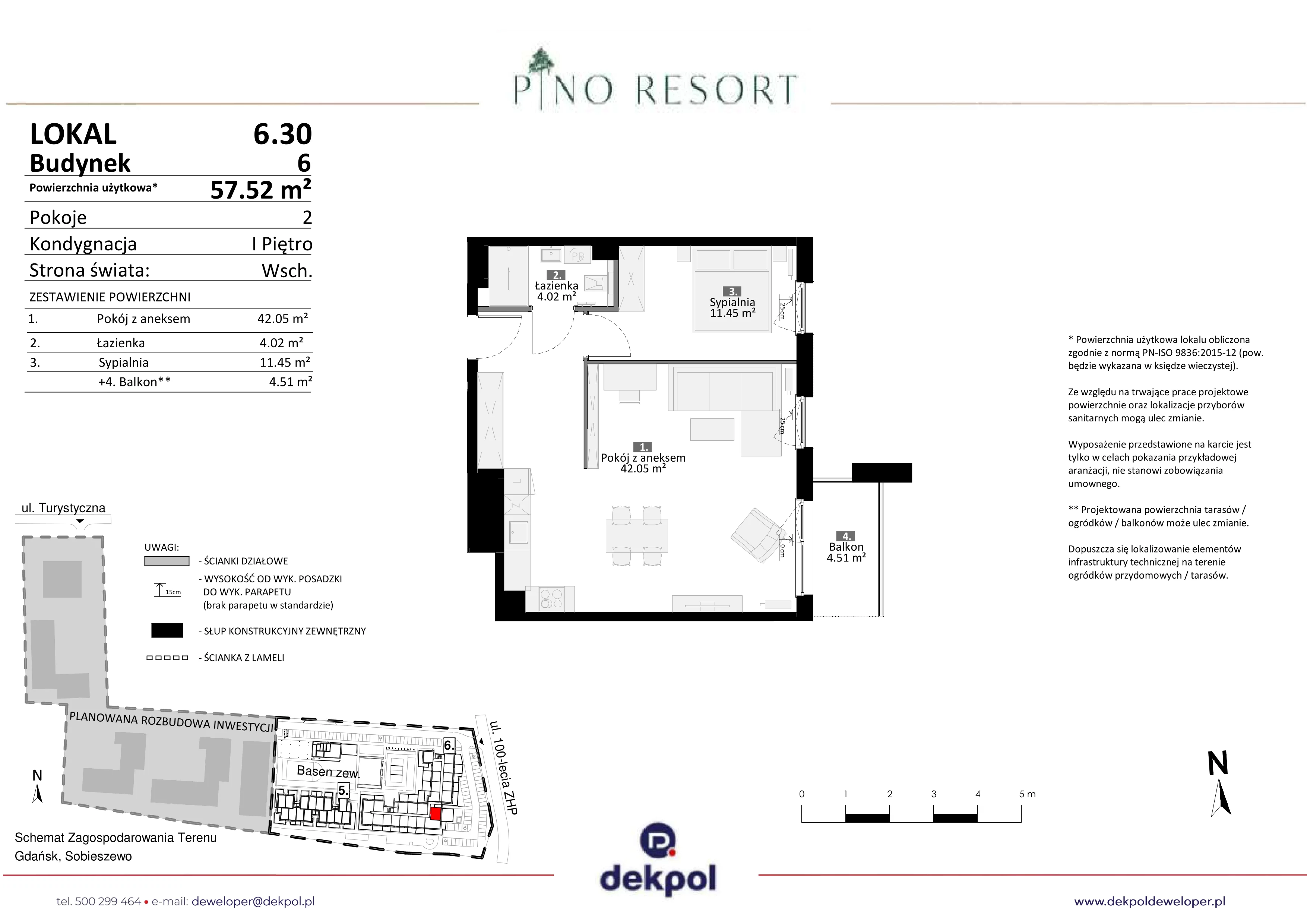 2 pokoje, apartament 57,52 m², piętro 1, oferta nr 6.30, Pino Resort, Gdańsk, Wyspa Sobieszewska, Sobieszewo, ul. Turystyczna 90