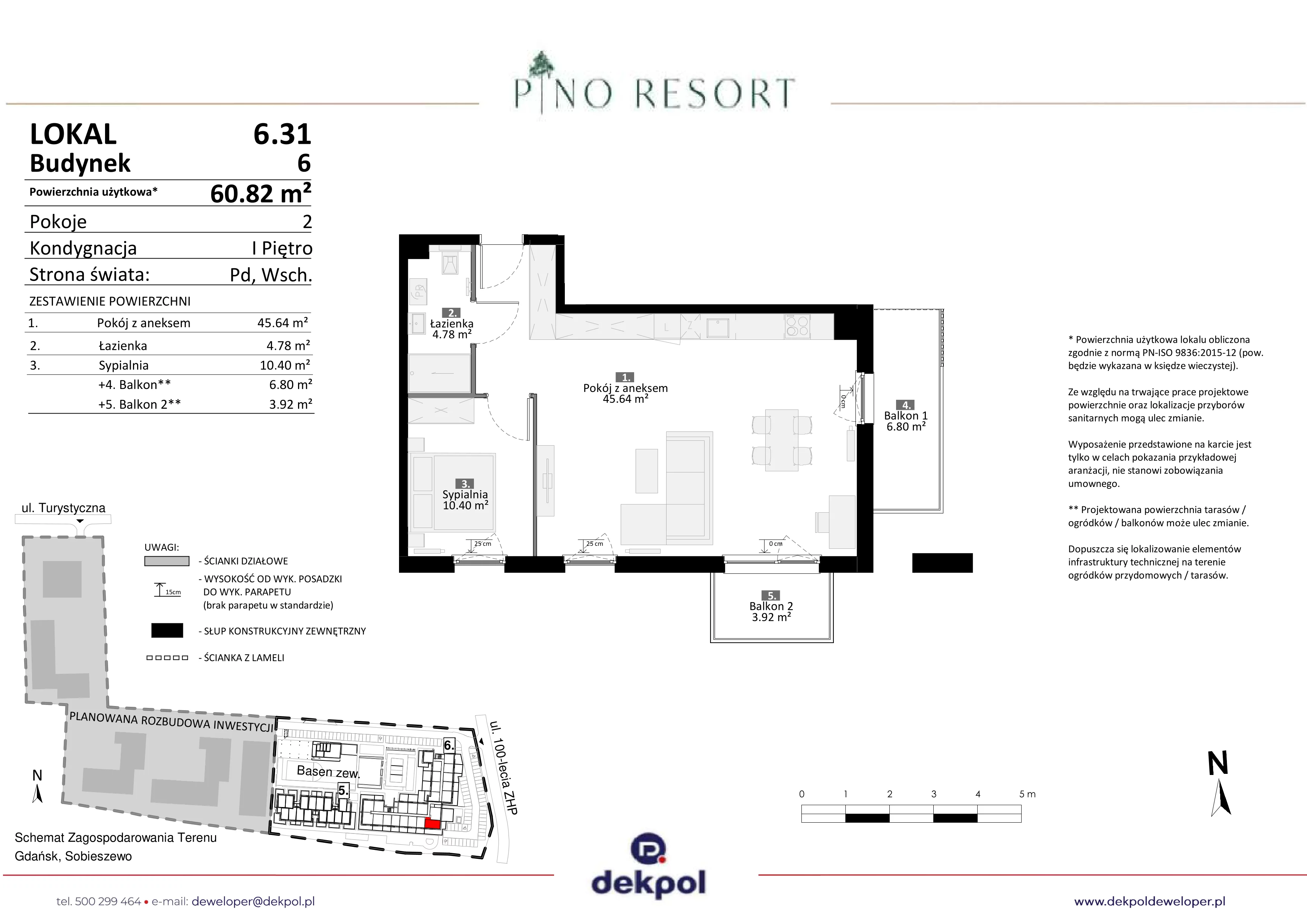 2 pokoje, apartament 60,82 m², piętro 1, oferta nr 6.31, Pino Resort, Gdańsk, Wyspa Sobieszewska, Sobieszewo, ul. Turystyczna 90
