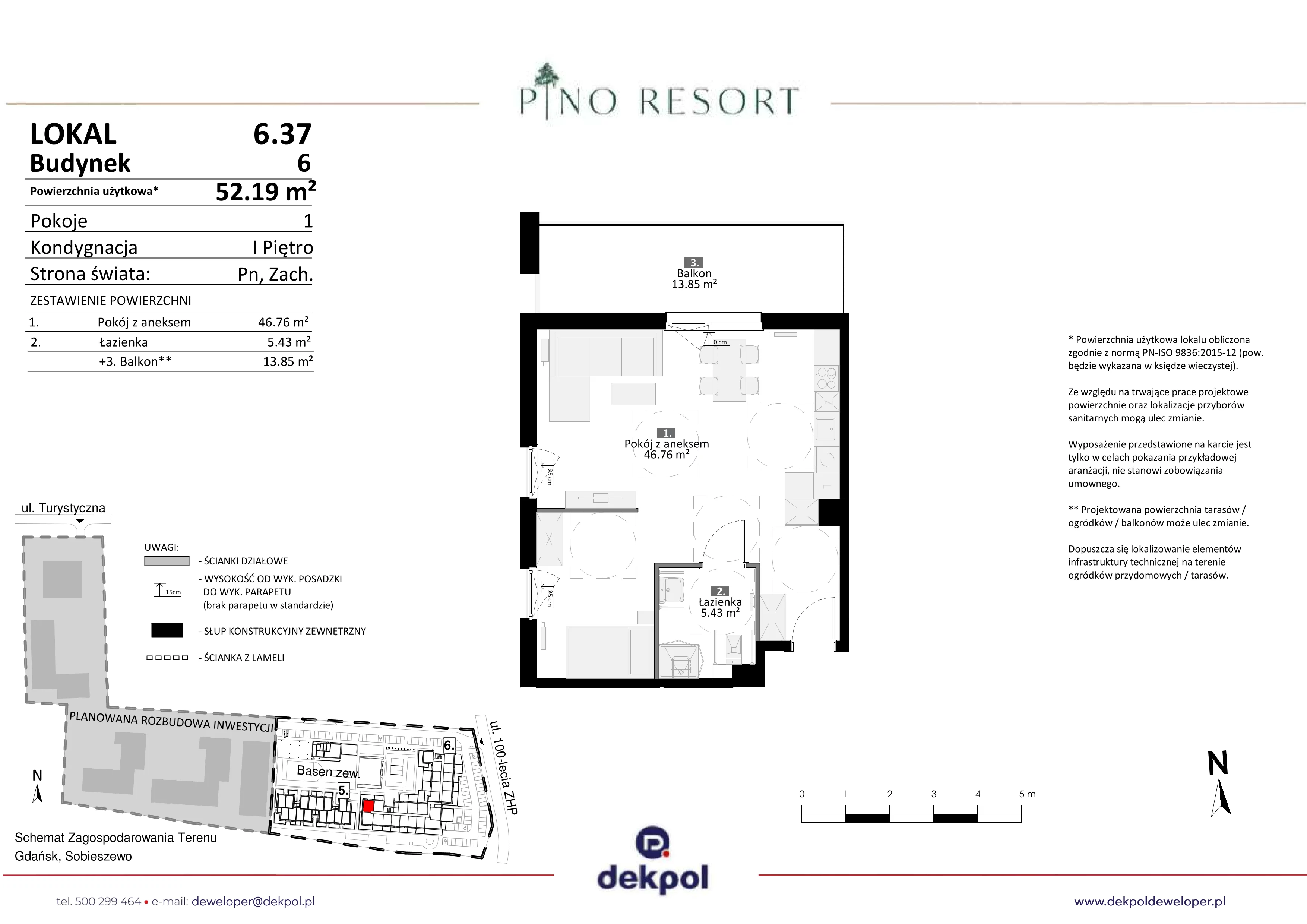 2 pokoje, apartament 52,19 m², piętro 1, oferta nr 6.37, Pino Resort, Gdańsk, Wyspa Sobieszewska, Sobieszewo, ul. Turystyczna 90