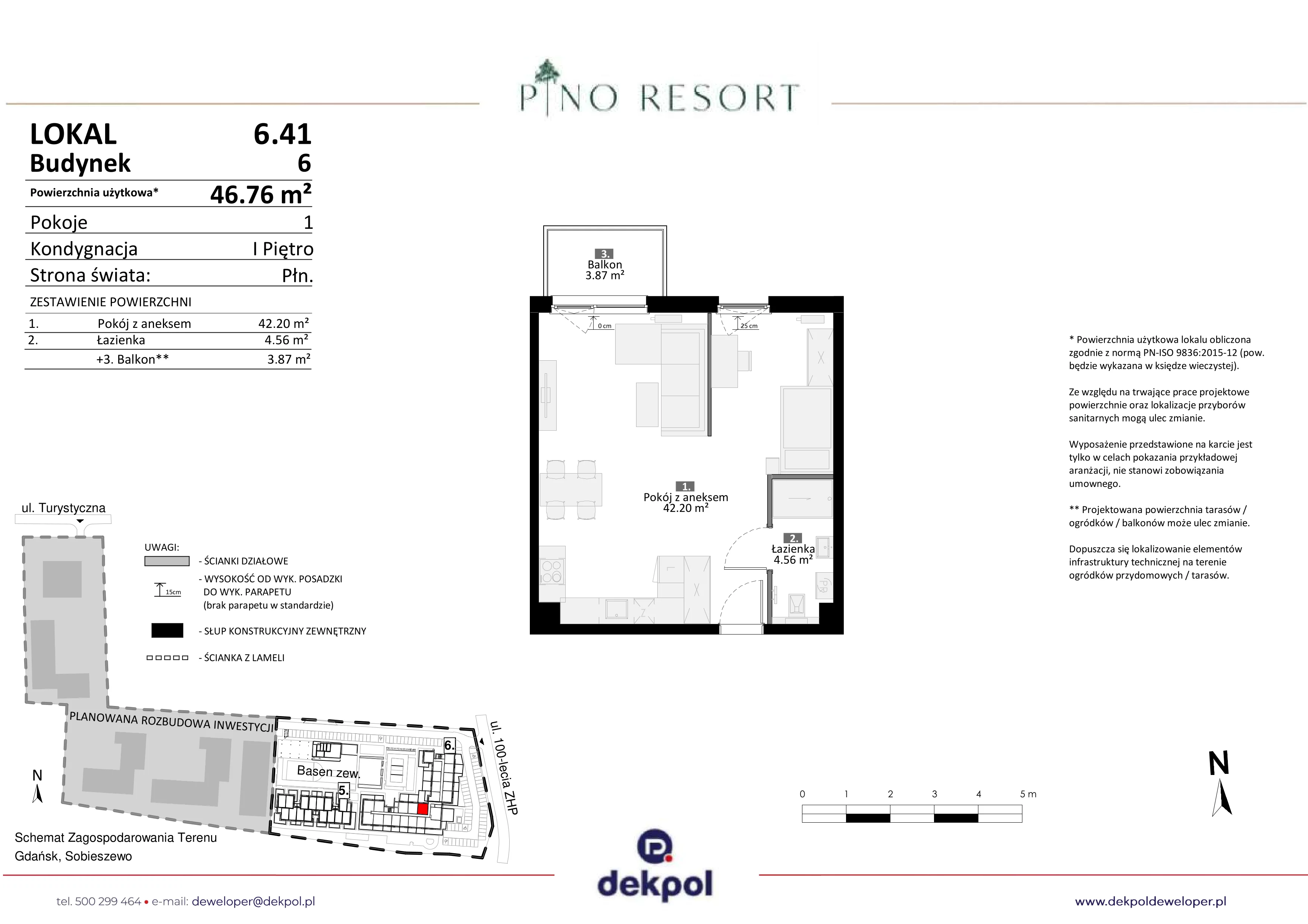 2 pokoje, apartament 46,76 m², piętro 1, oferta nr 6.41, Pino Resort, Gdańsk, Wyspa Sobieszewska, Sobieszewo, ul. Turystyczna 90