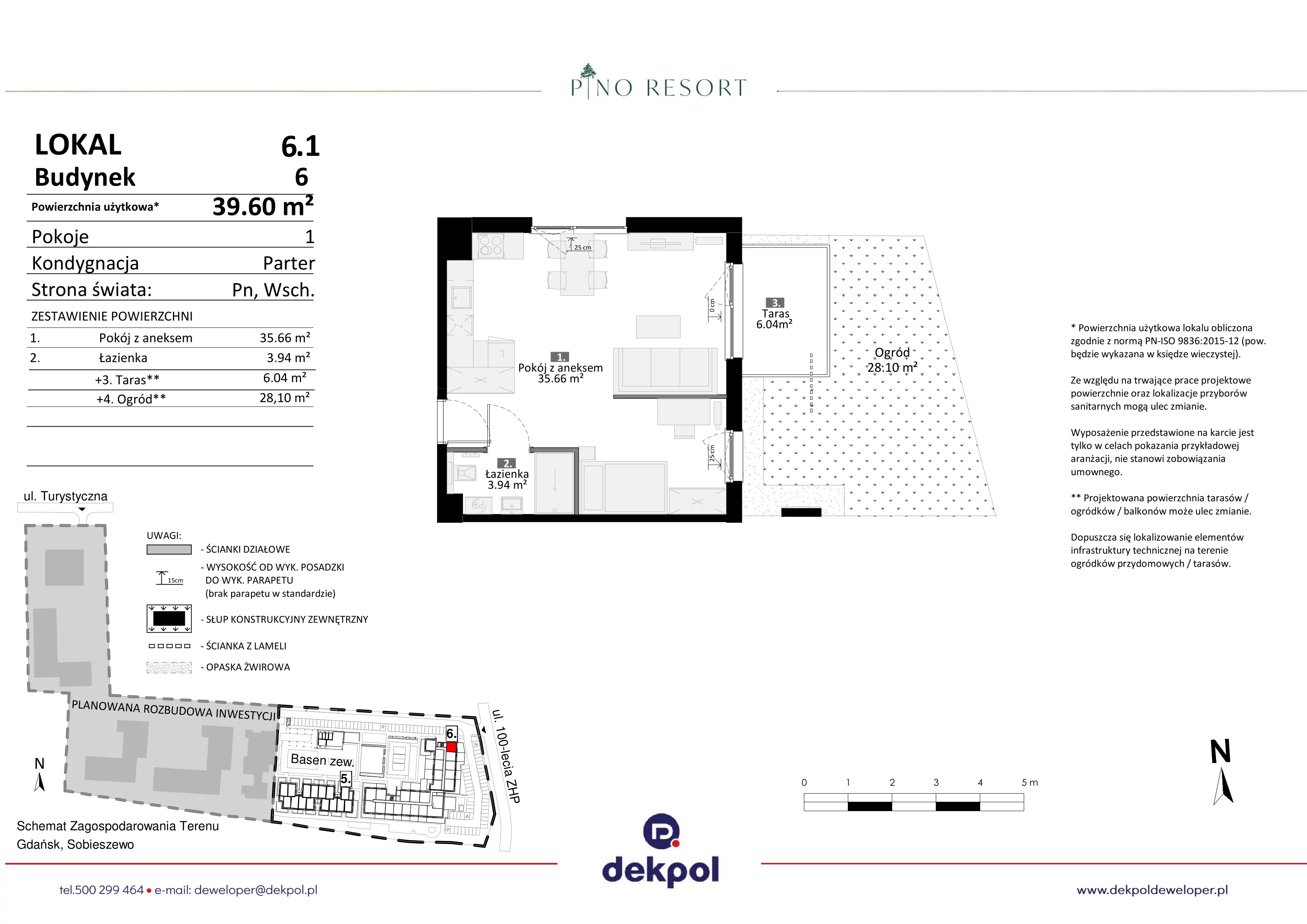 2 pokoje, apartament 39,60 m², parter, oferta nr 6.01, Pino Resort, Gdańsk, Wyspa Sobieszewska, Sobieszewo, ul. Turystyczna 90