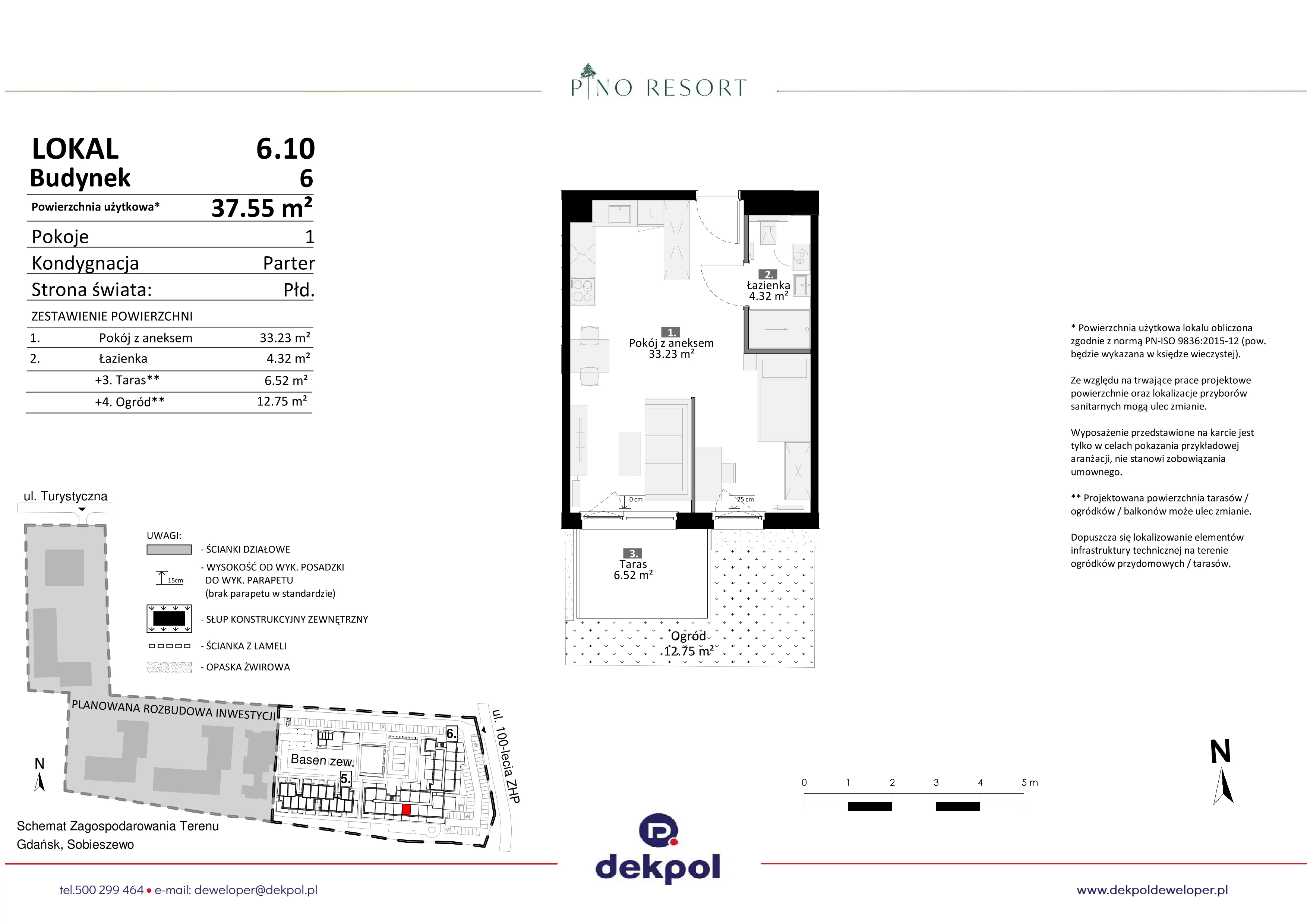 2 pokoje, apartament 37,55 m², parter, oferta nr 6.10, Pino Resort, Gdańsk, Wyspa Sobieszewska, Sobieszewo, ul. Turystyczna 90