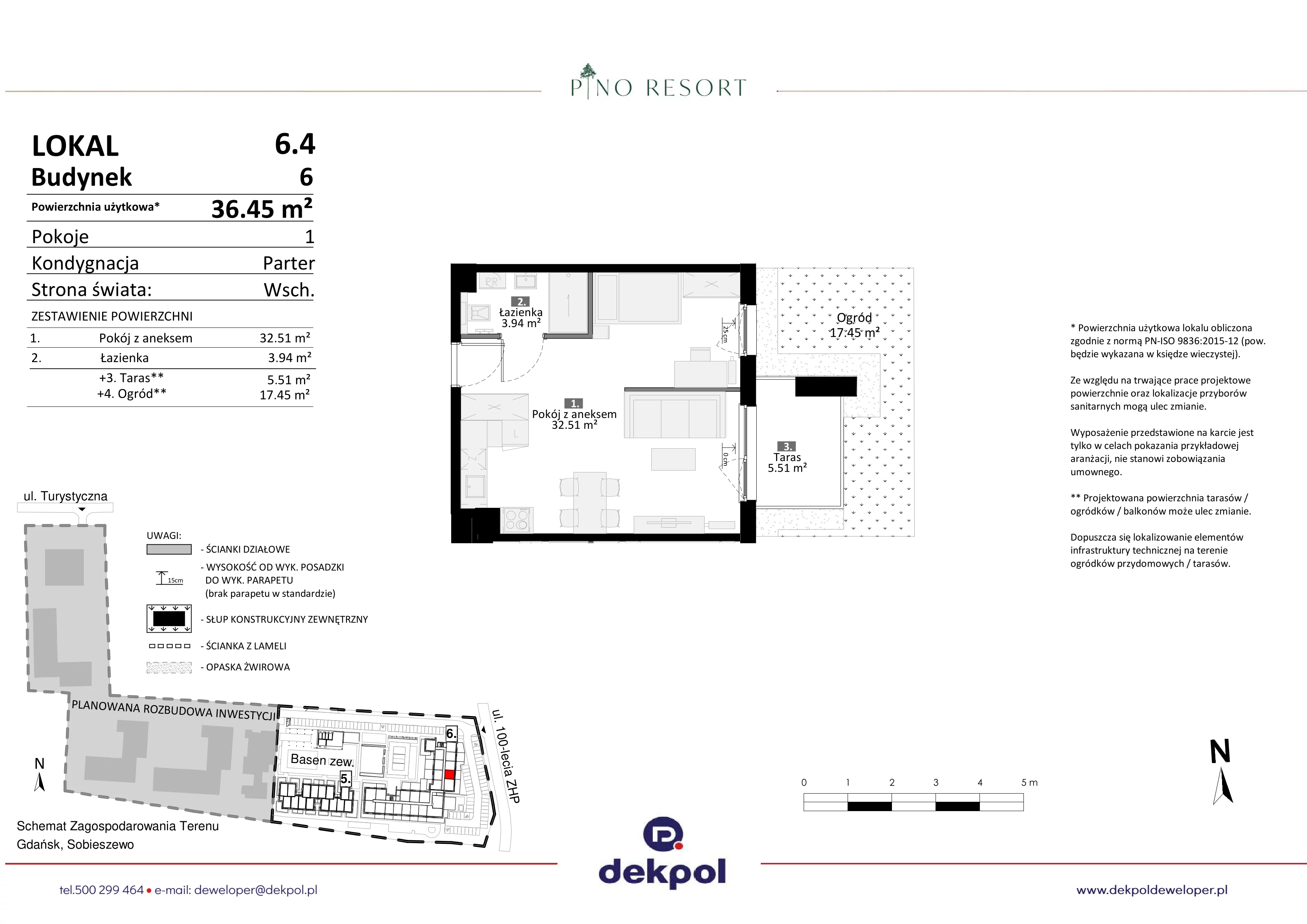 2 pokoje, apartament 36,45 m², parter, oferta nr 6.04, Pino Resort, Gdańsk, Wyspa Sobieszewska, Sobieszewo, ul. Turystyczna 90