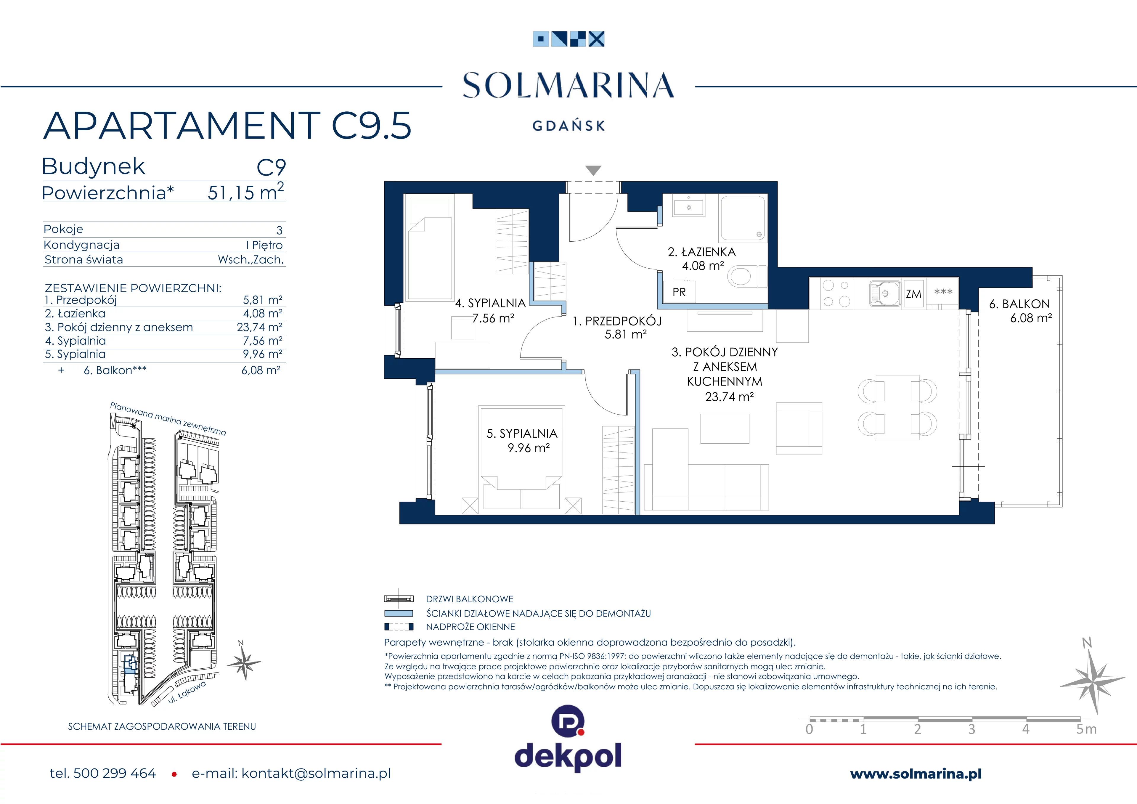 3 pokoje, apartament 51,15 m², piętro 1, oferta nr C9.5, Sol Marina, Wiślinka, ul. Łąkowa