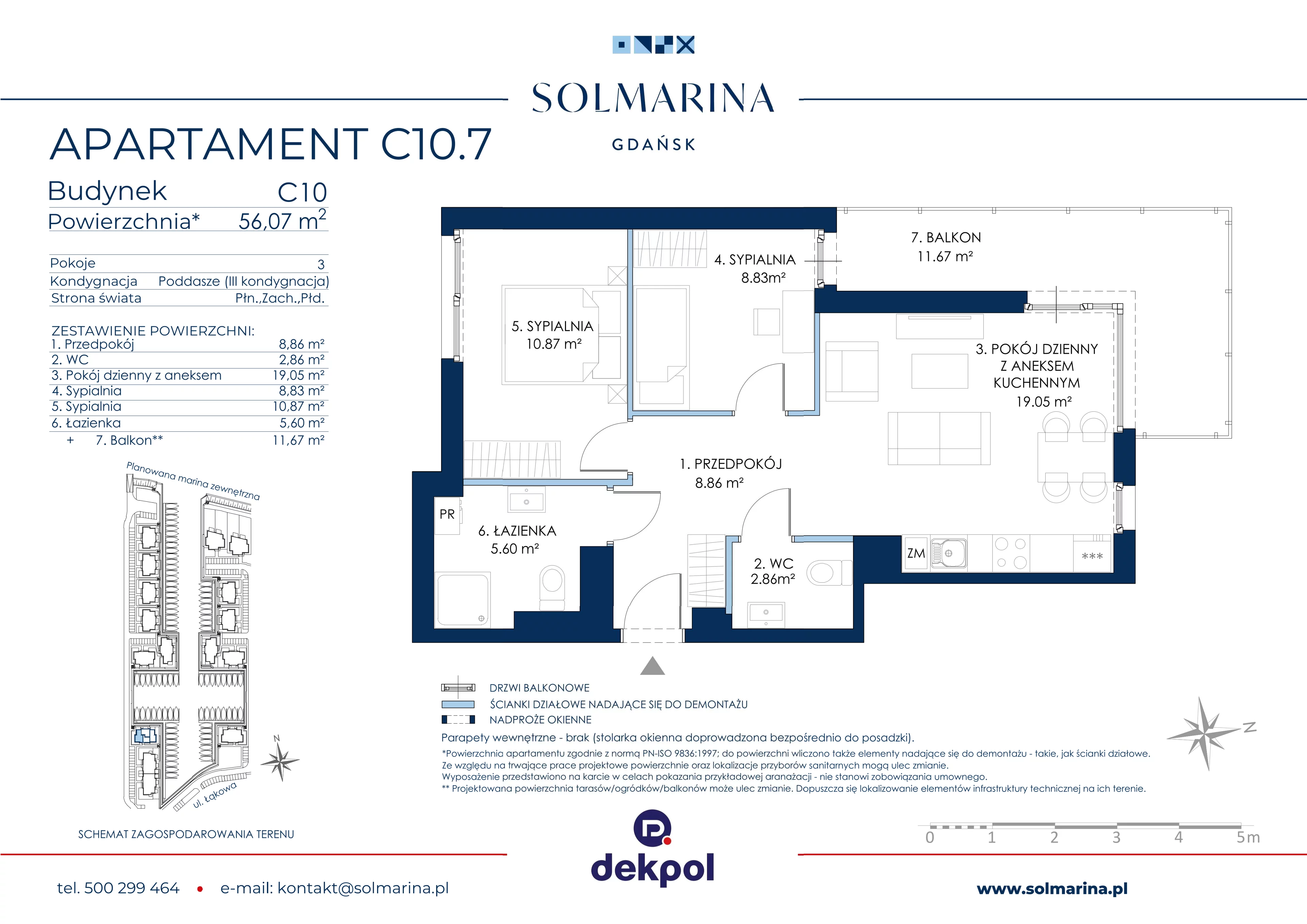 3 pokoje, apartament 55,40 m², piętro 2, oferta nr C10.7, Sol Marina, Wiślinka, ul. Łąkowa